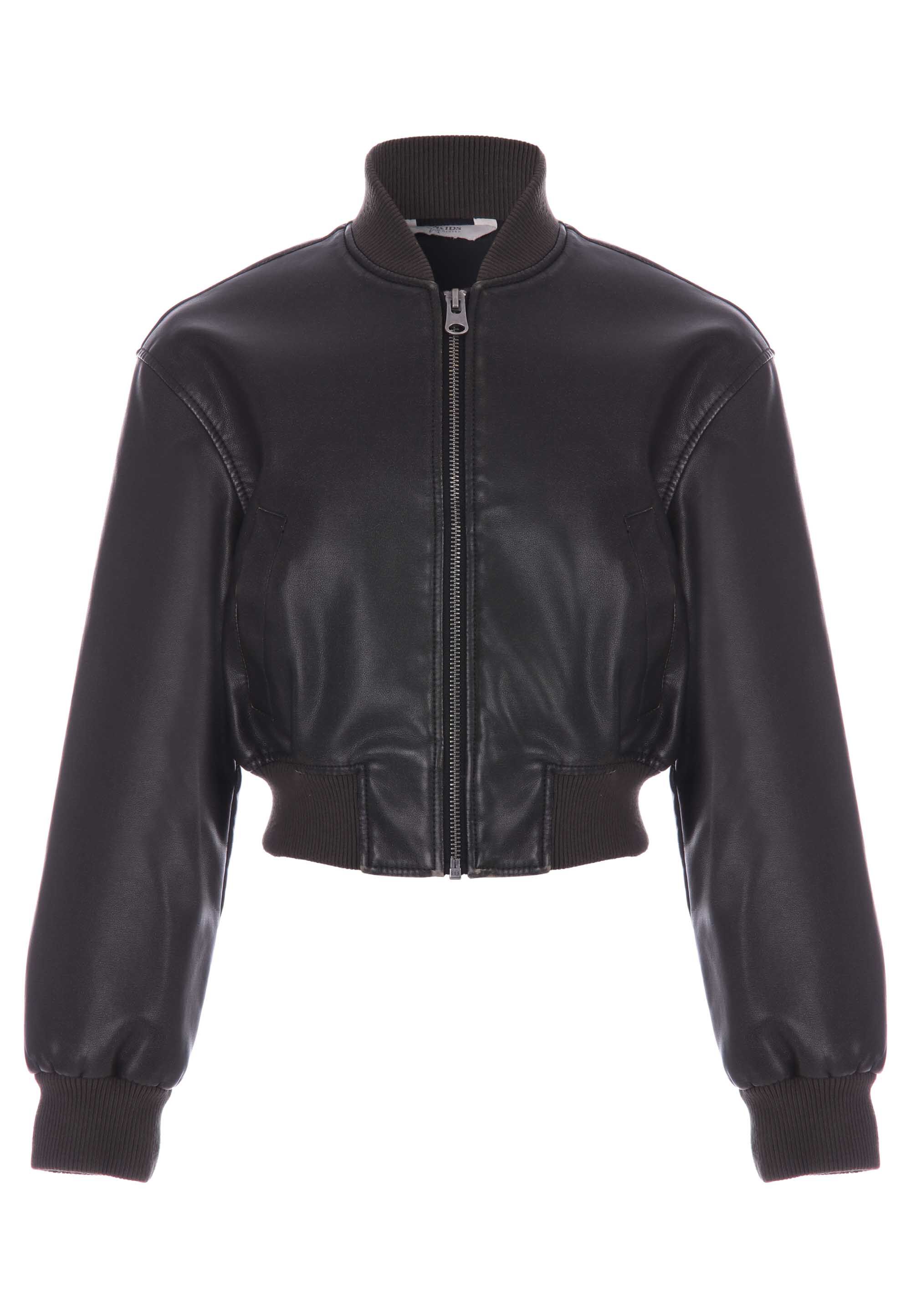 Older Girls Black PU Washed Jacket