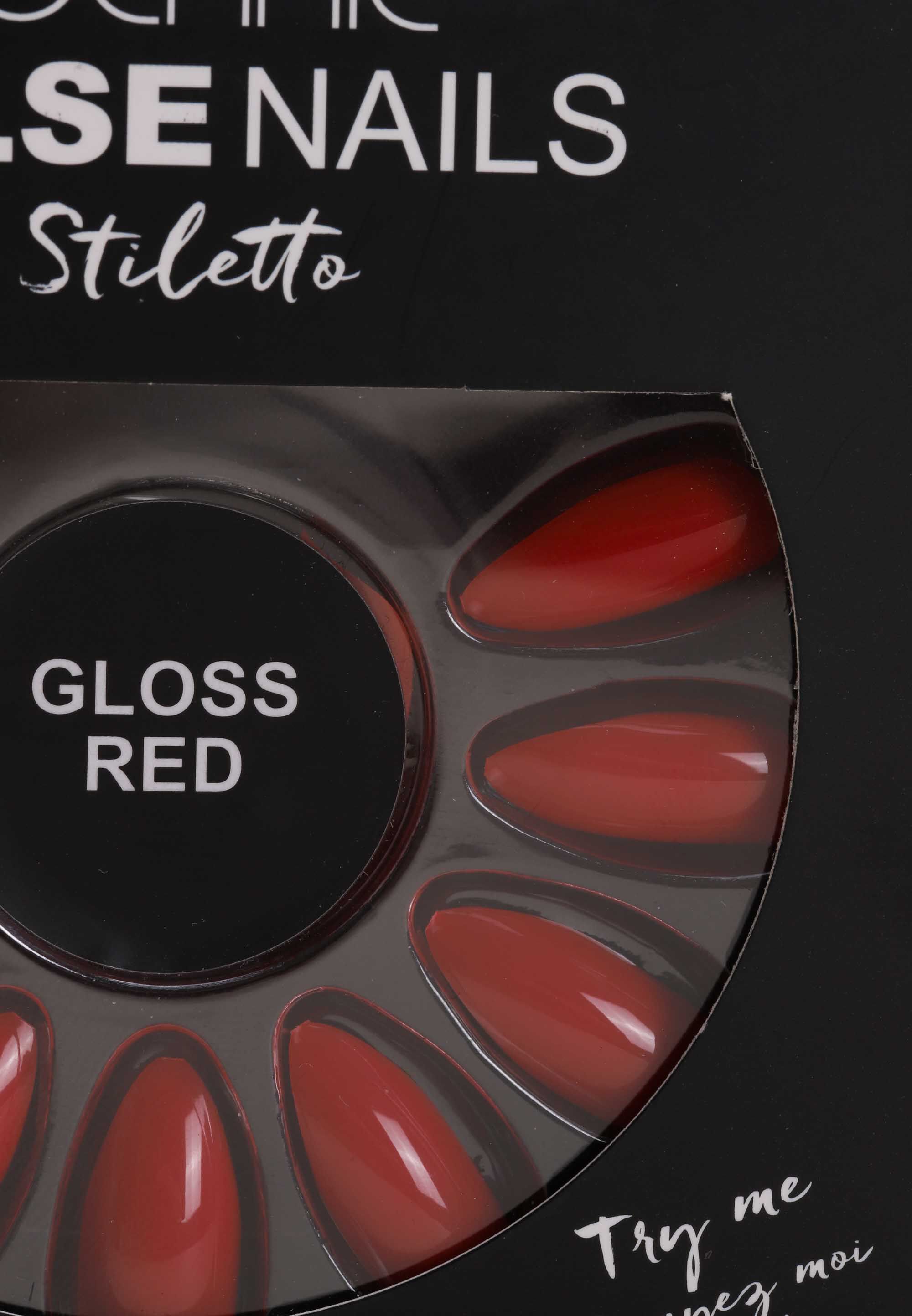 Womens Technic Red Stiletto Gloss False Nails