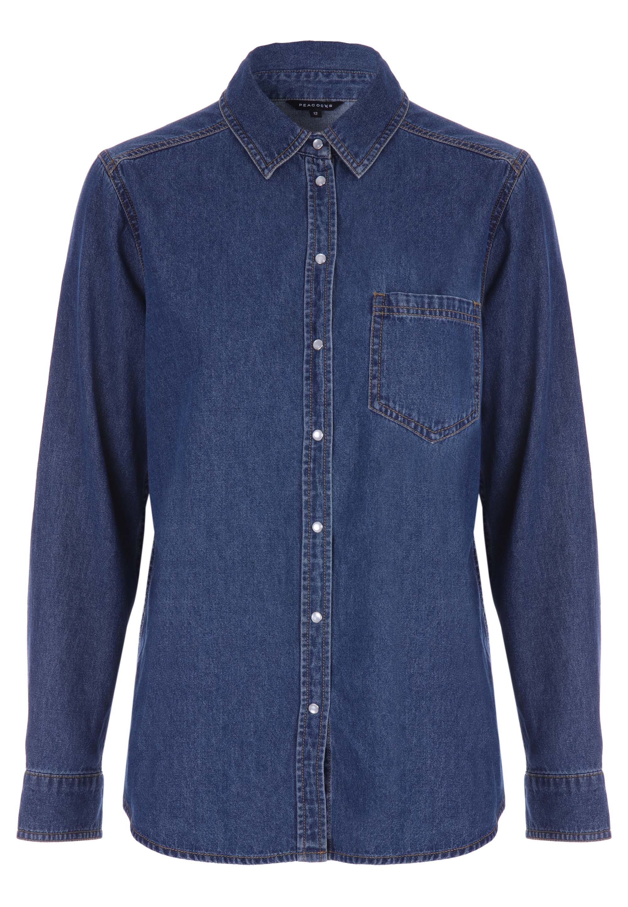 Womens Blue Plain Denim Shirt