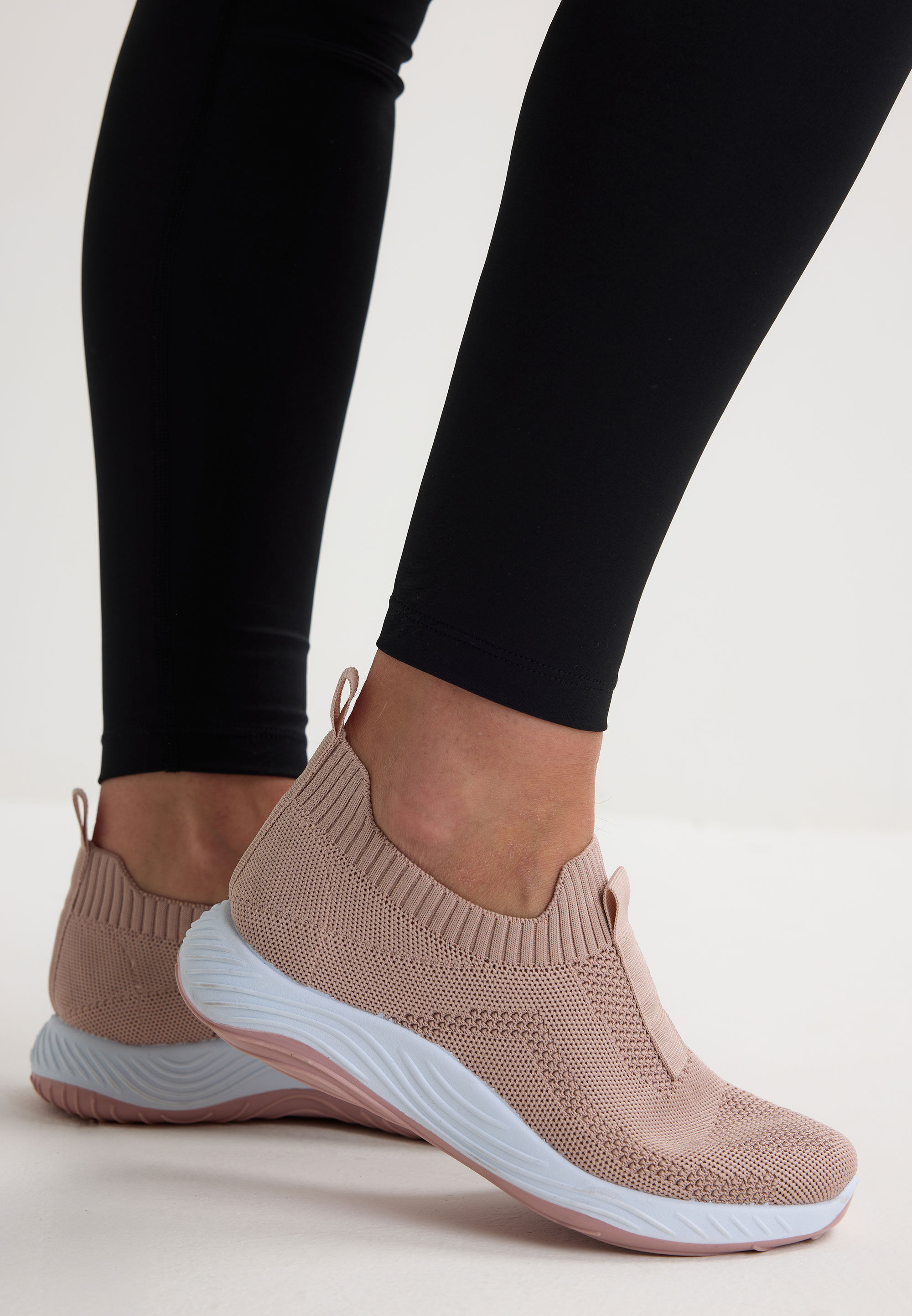 Womens Pink Woven Slip On Trainers