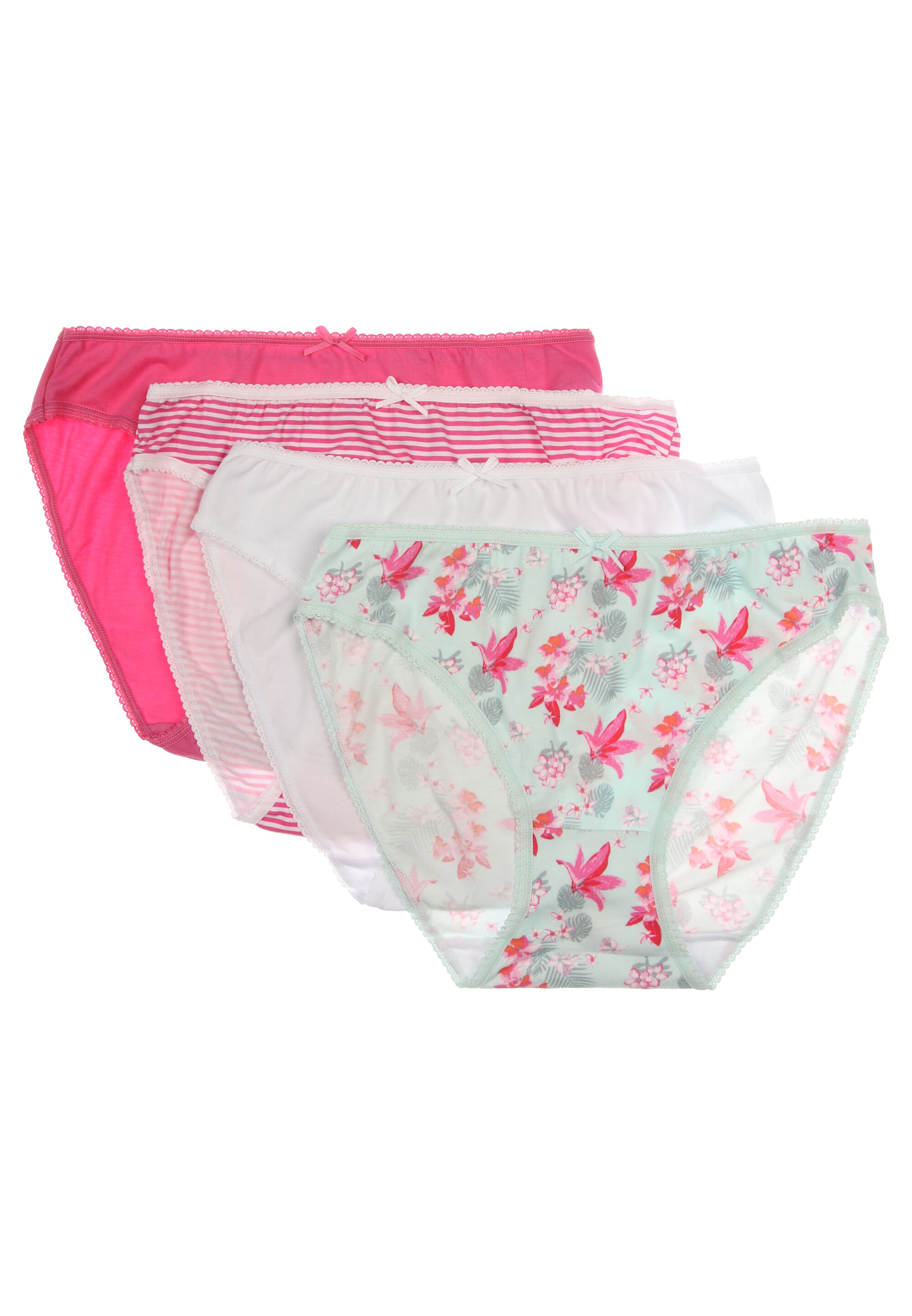 Womens 4pk Hot Pink High Cut Briefs