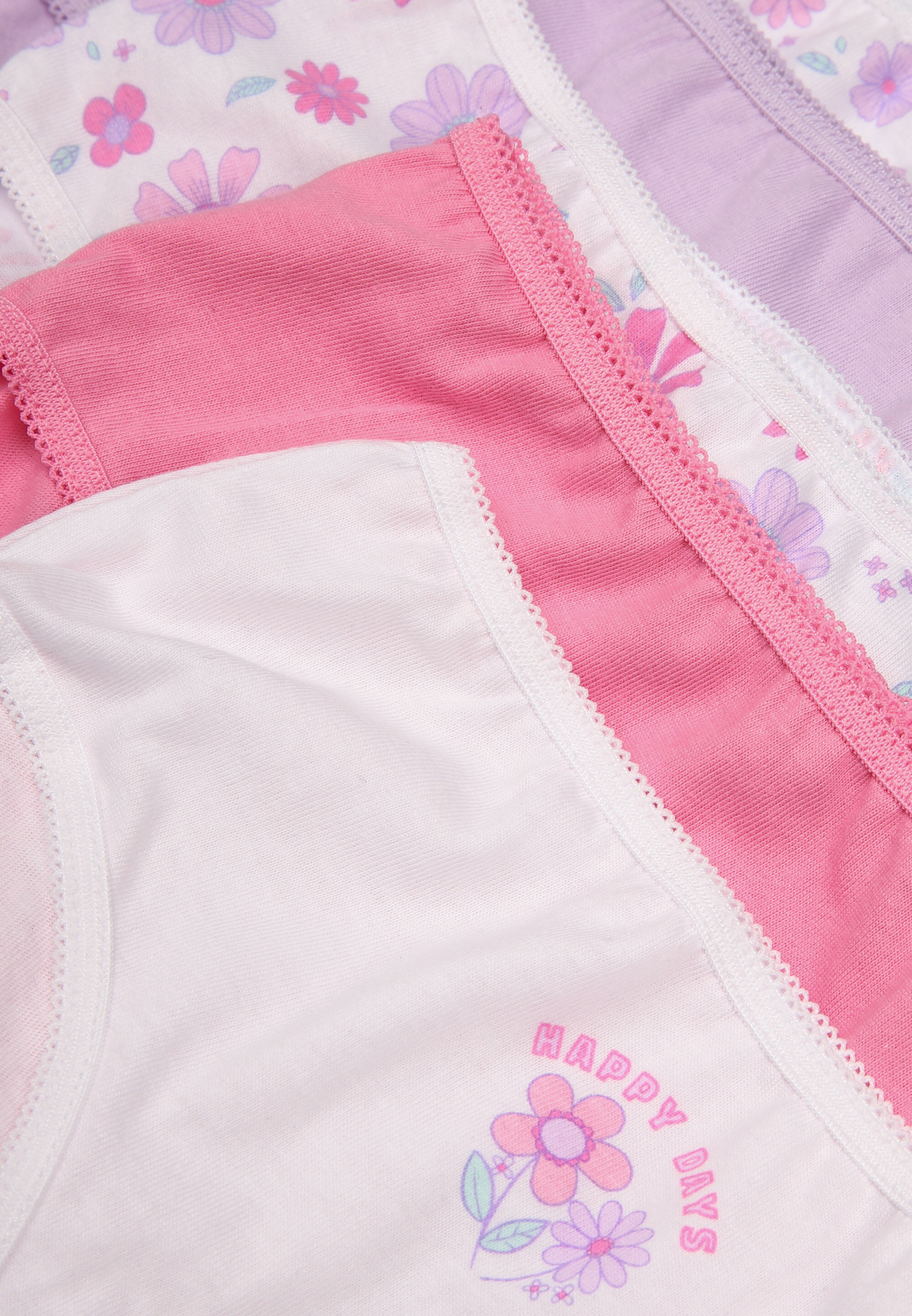 Younger Girls 5pk Pink& Lilac Floral Print Briefs
