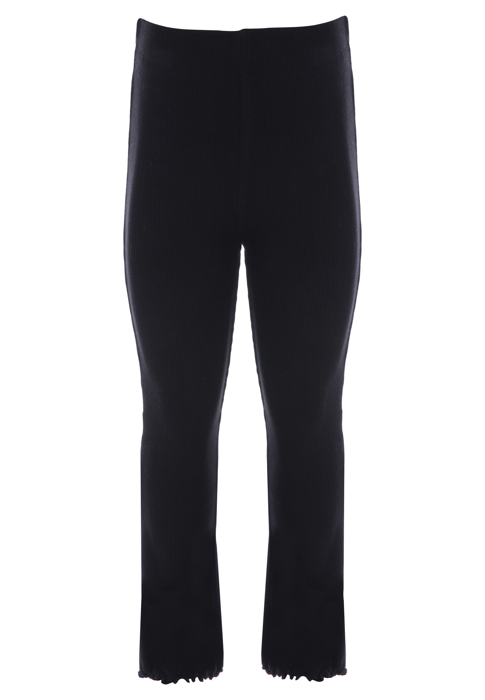 Younger Girls Black Ribbed Bootcut Leggings
