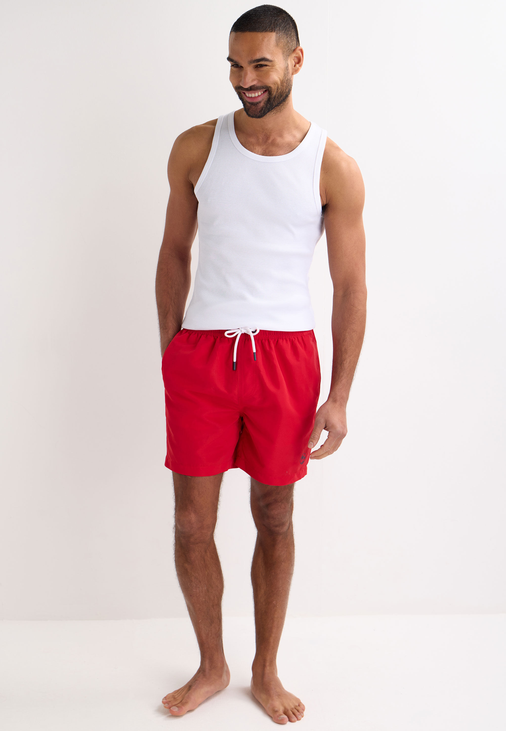 Mens Red Plain Swim Shorts