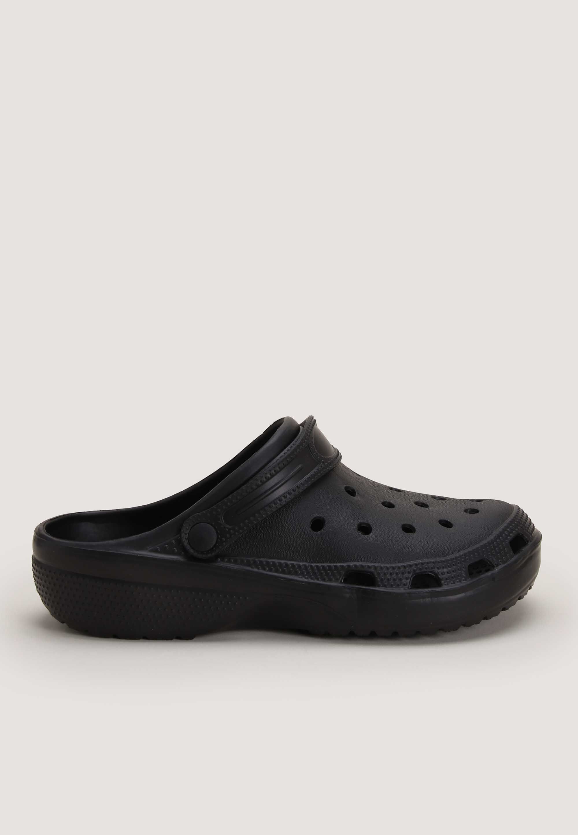 Mens Black Plain Clog Sandals