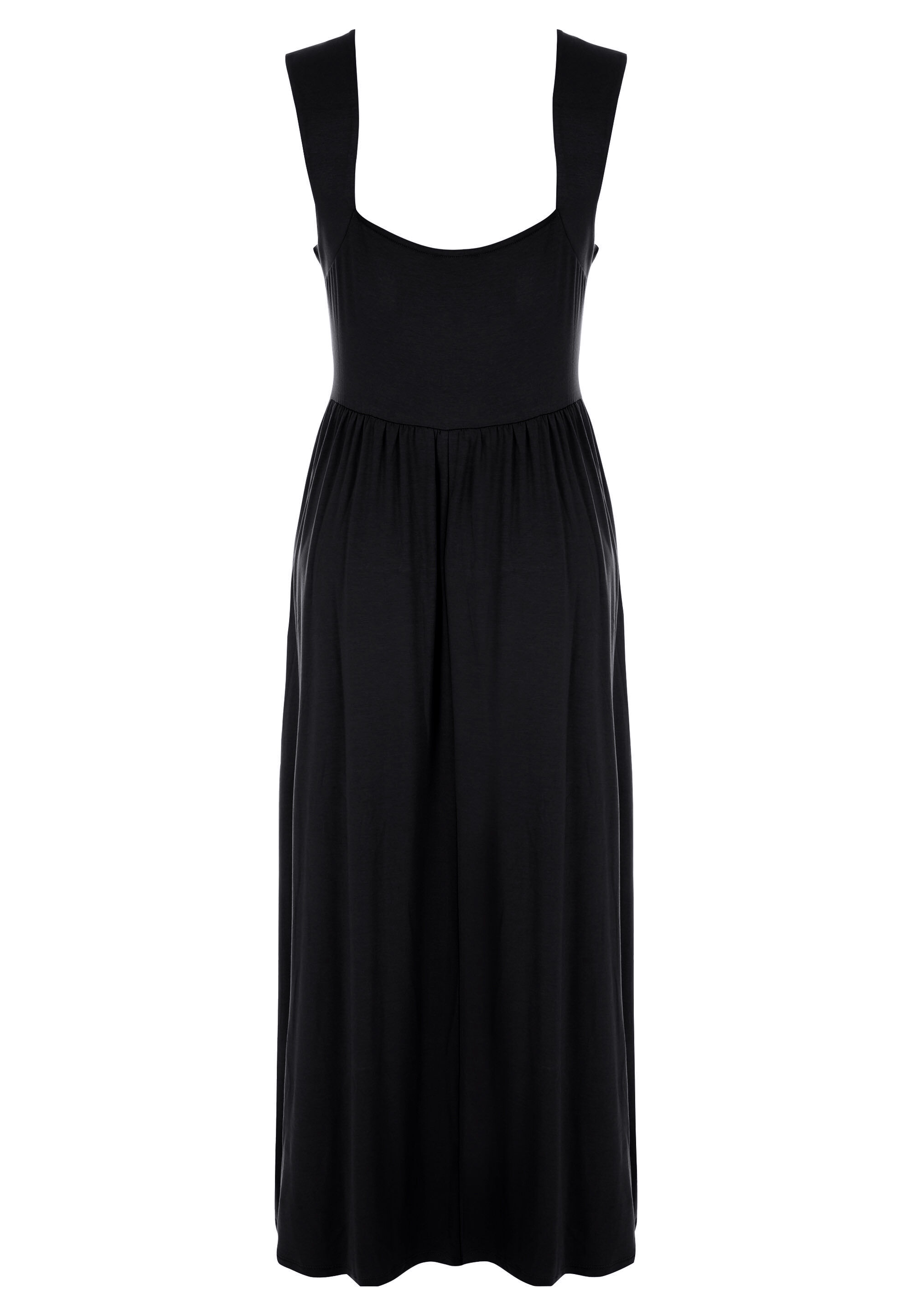 Womens Black Plain Button Front Midi Dress