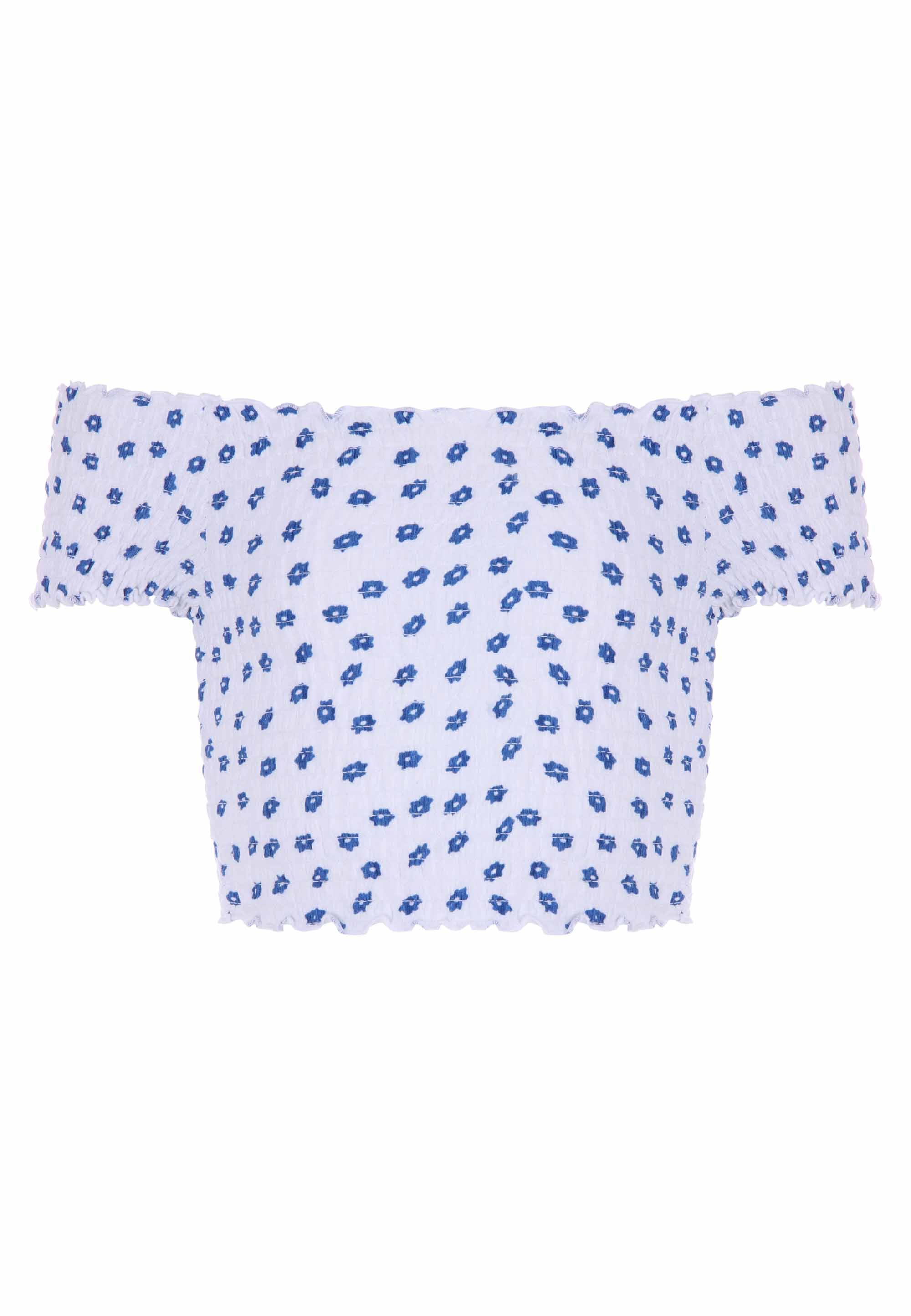 Older Girls White Floral Shirred Boho Top