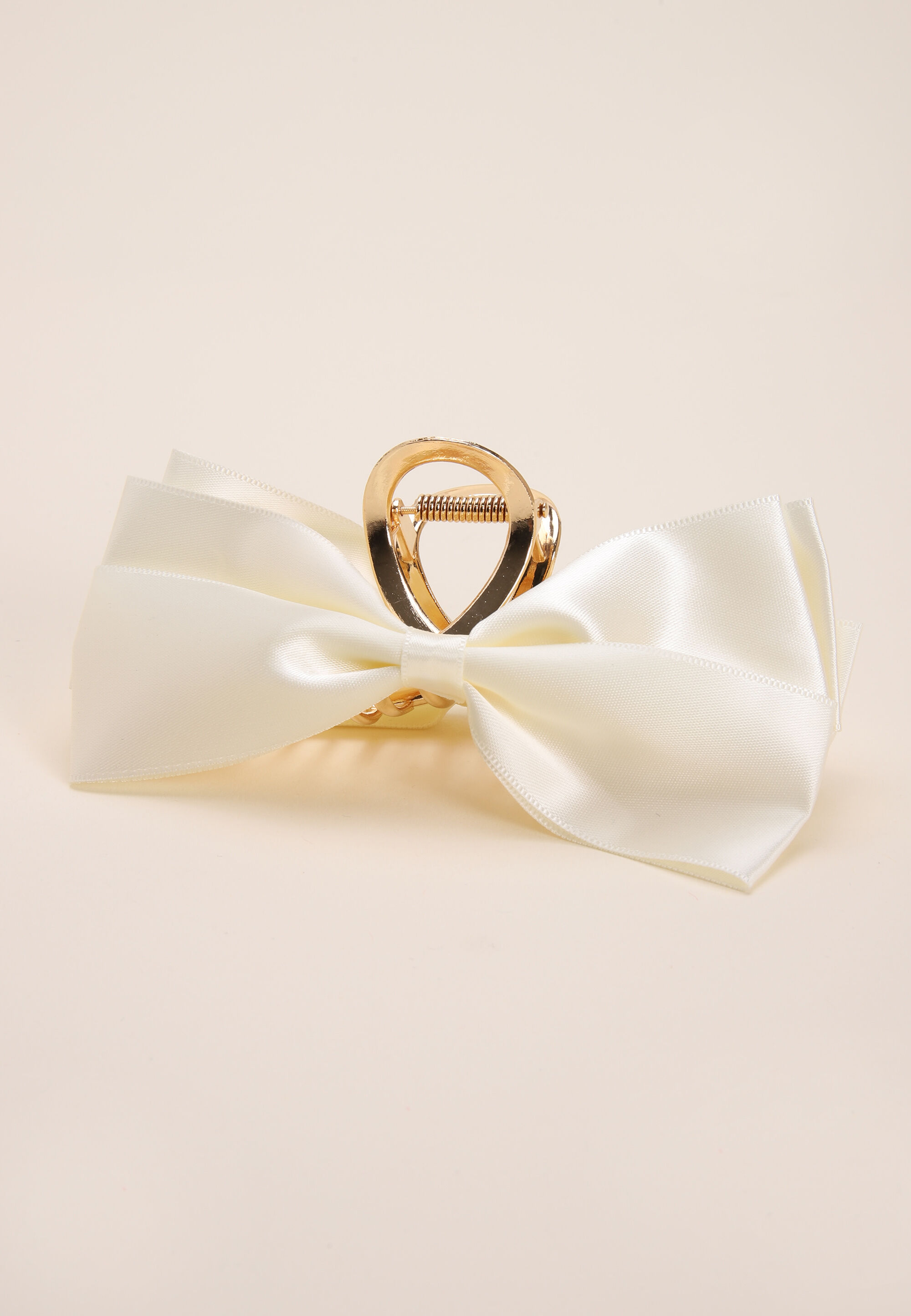 Womens Gold & Cream Bow Claw Hair Clip