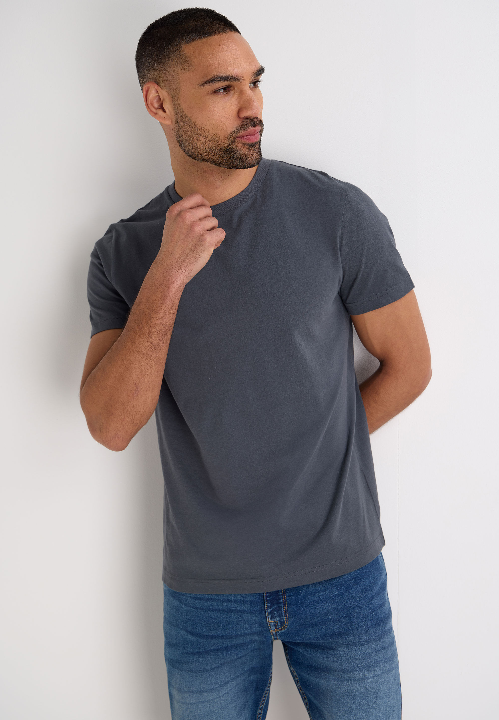 Mens Charcoal Crew Neck T-Shirt