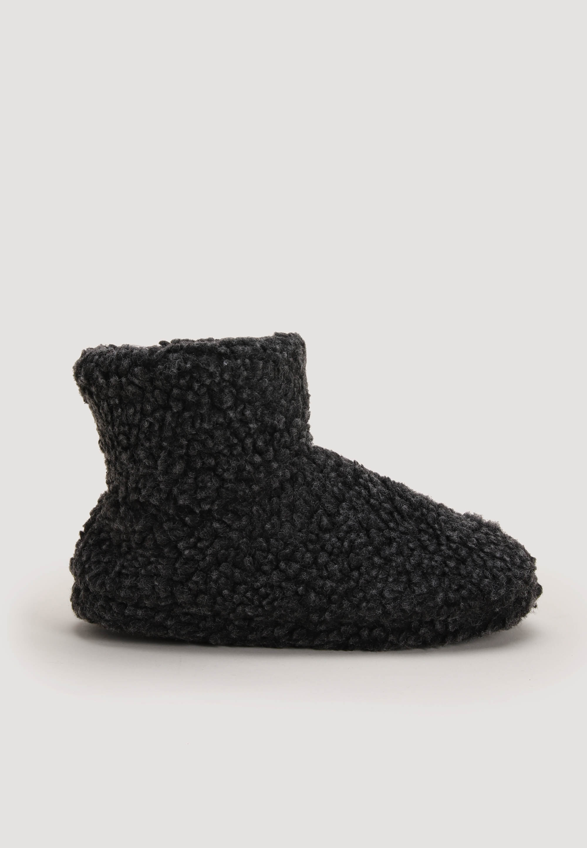Older Boys Grey Fluffy Boot Slippers