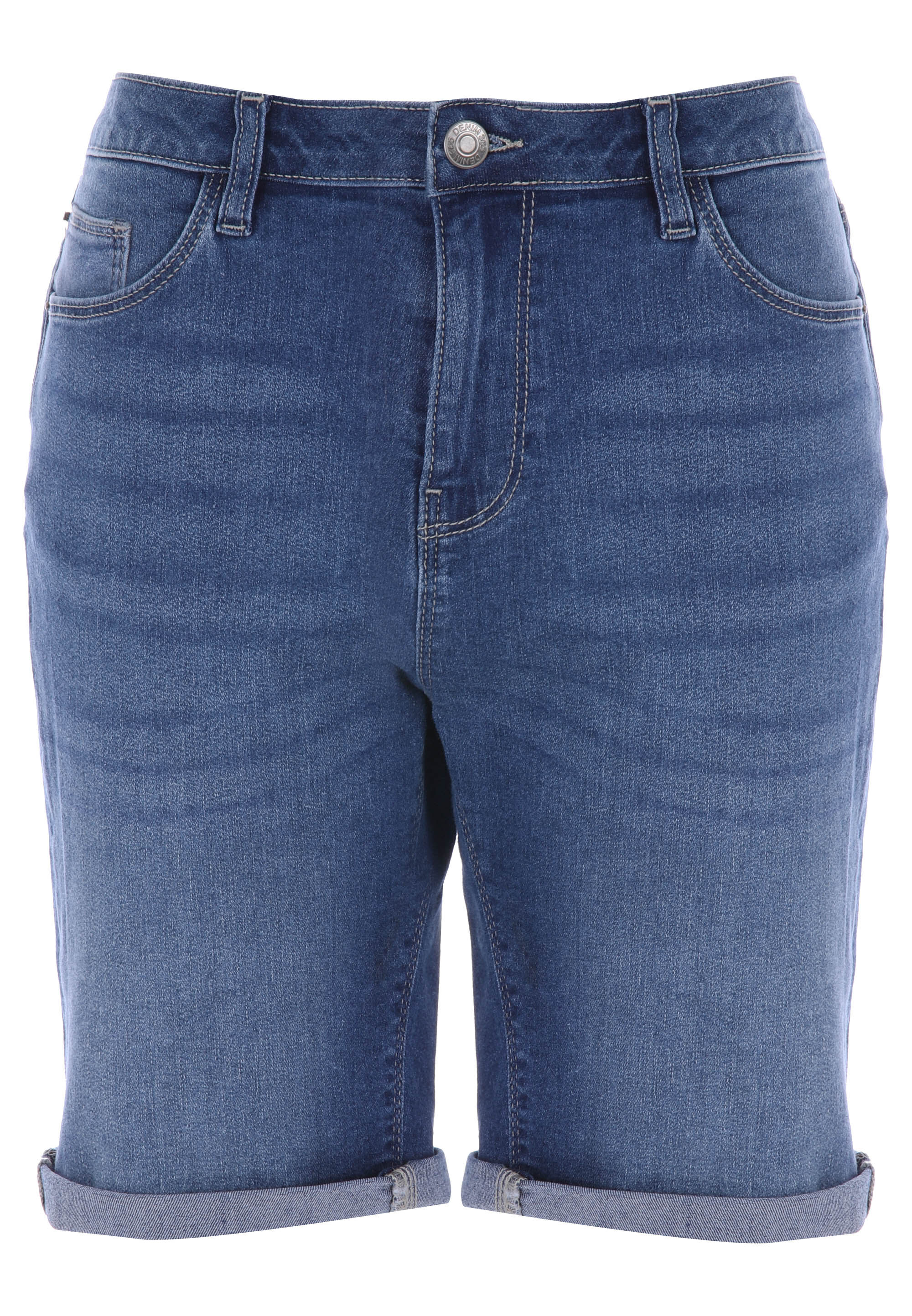 Womens Mid Blue Plain Denim Cycle Shorts