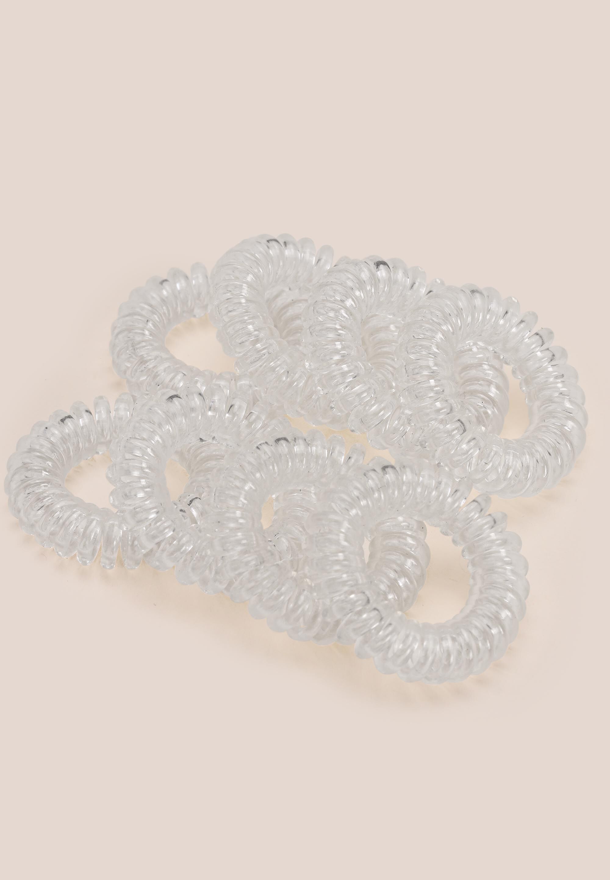 Womens 8pk White Spiral Plastic Hair Ties