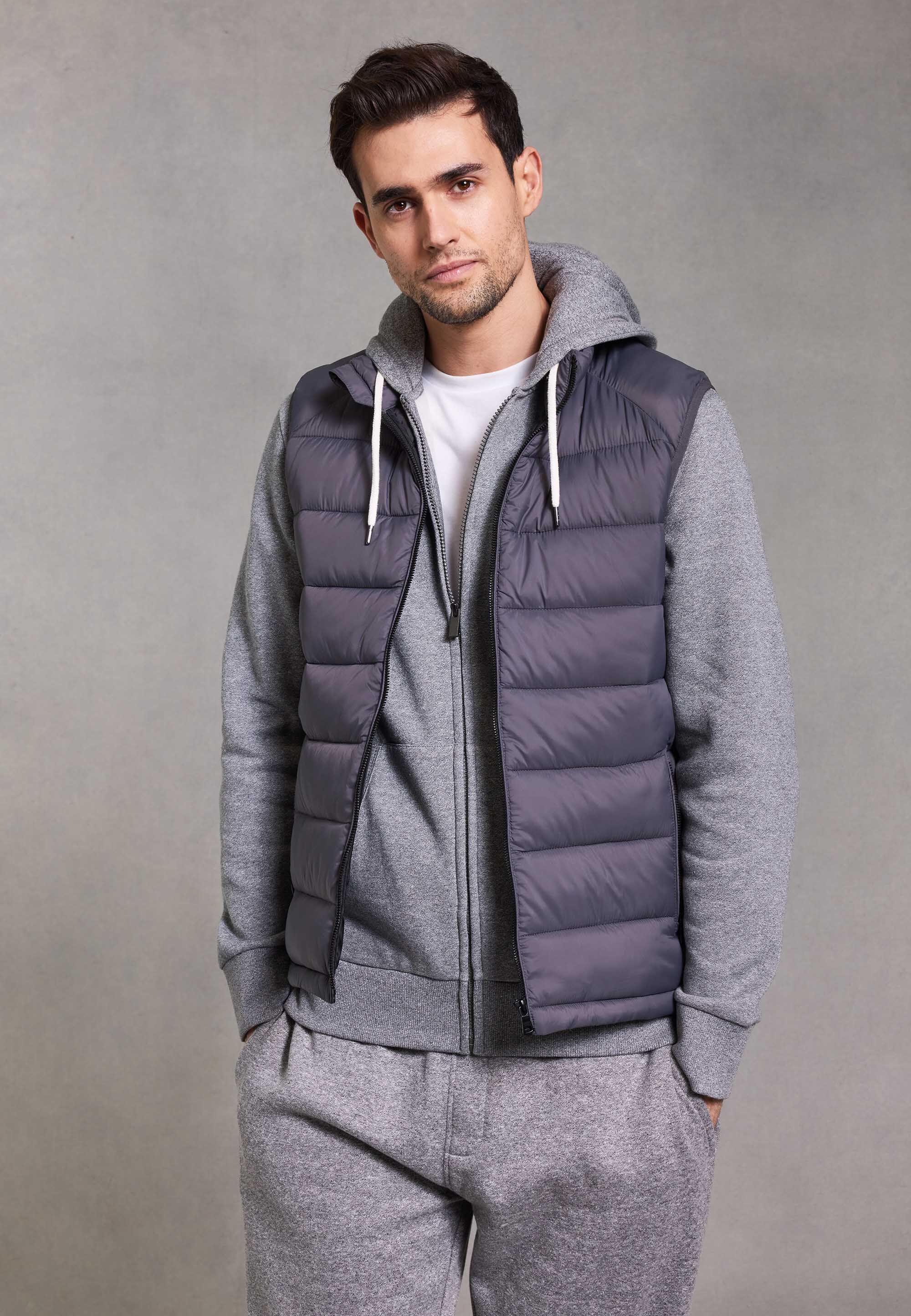 Mens Navy Plain Padded Gilet Jacket