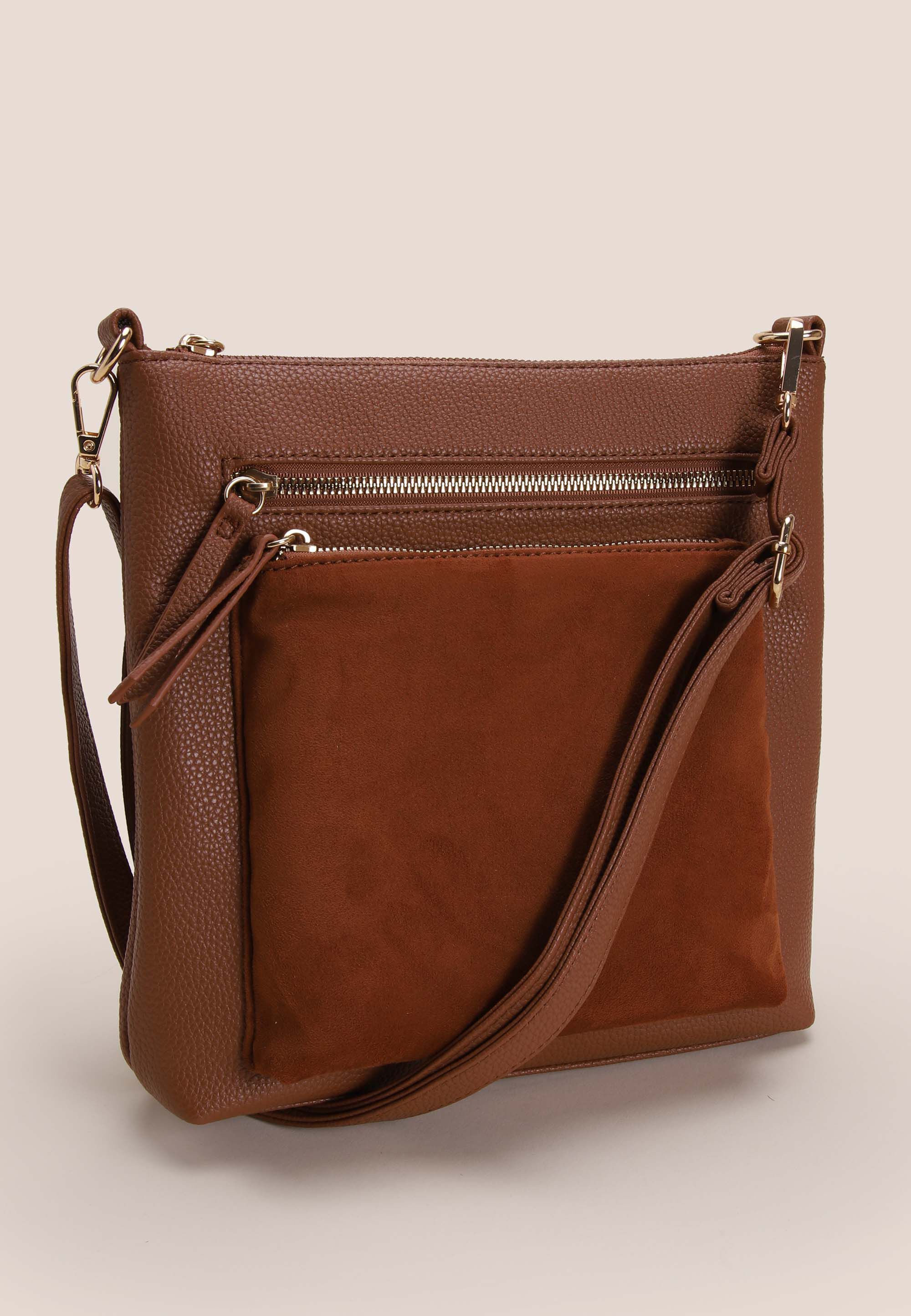 Womens Brown Tessa Cross Body Bag with Zip