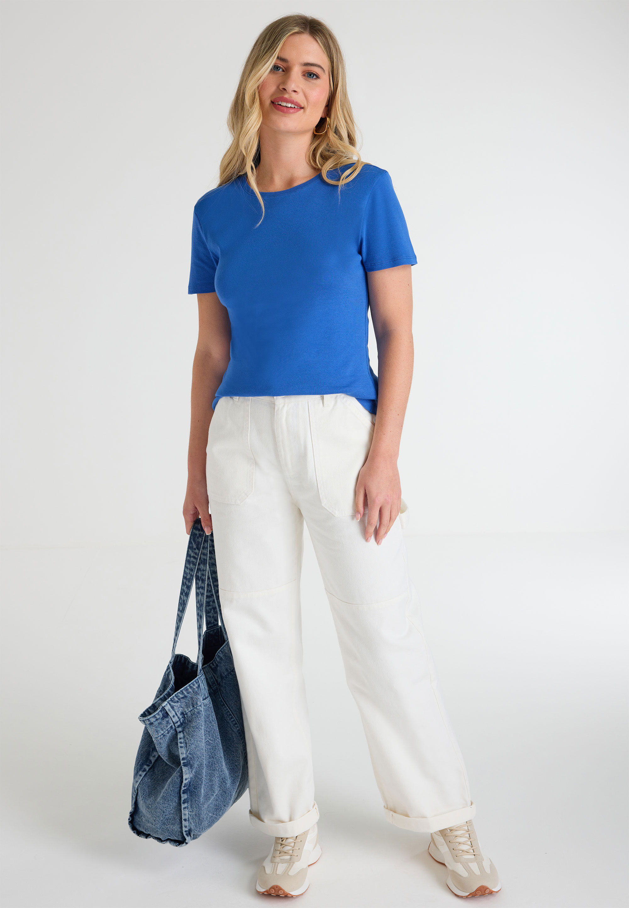 Womens Blue Crew Neck T-shirt