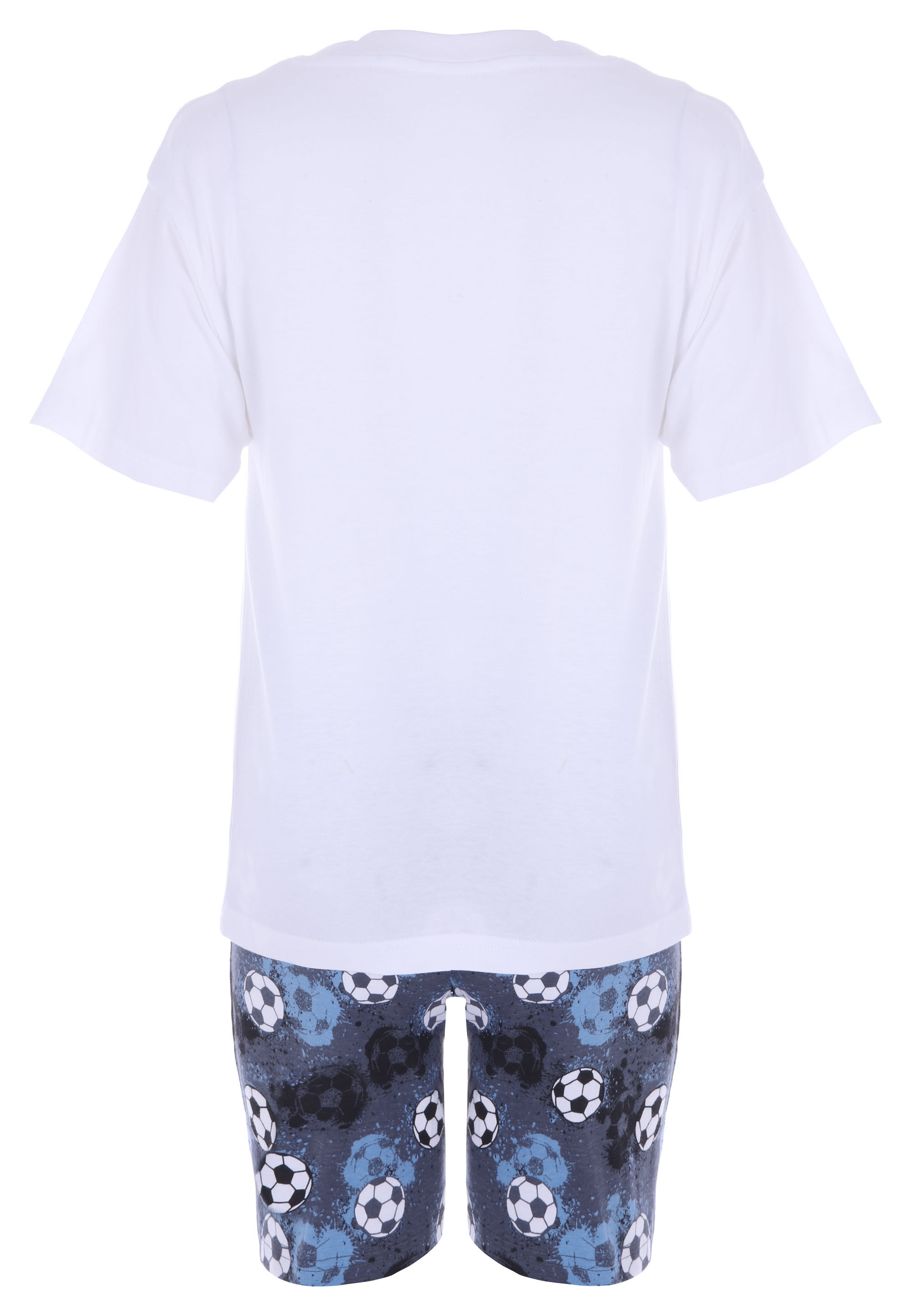 Older Boys White Football Top & Shorts Pyjama Set