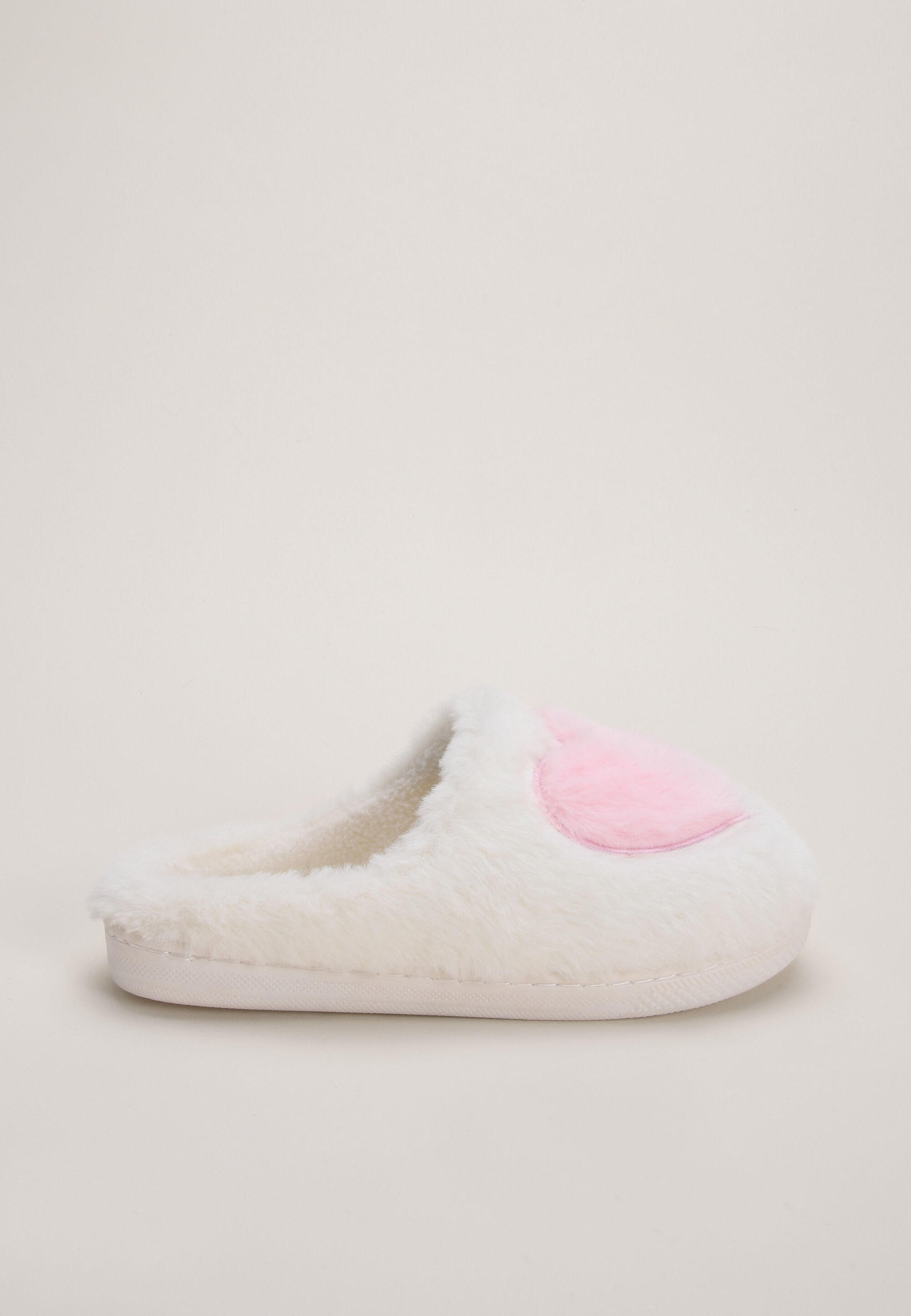 Girls Cream & Pink Heart Mule Slipper
