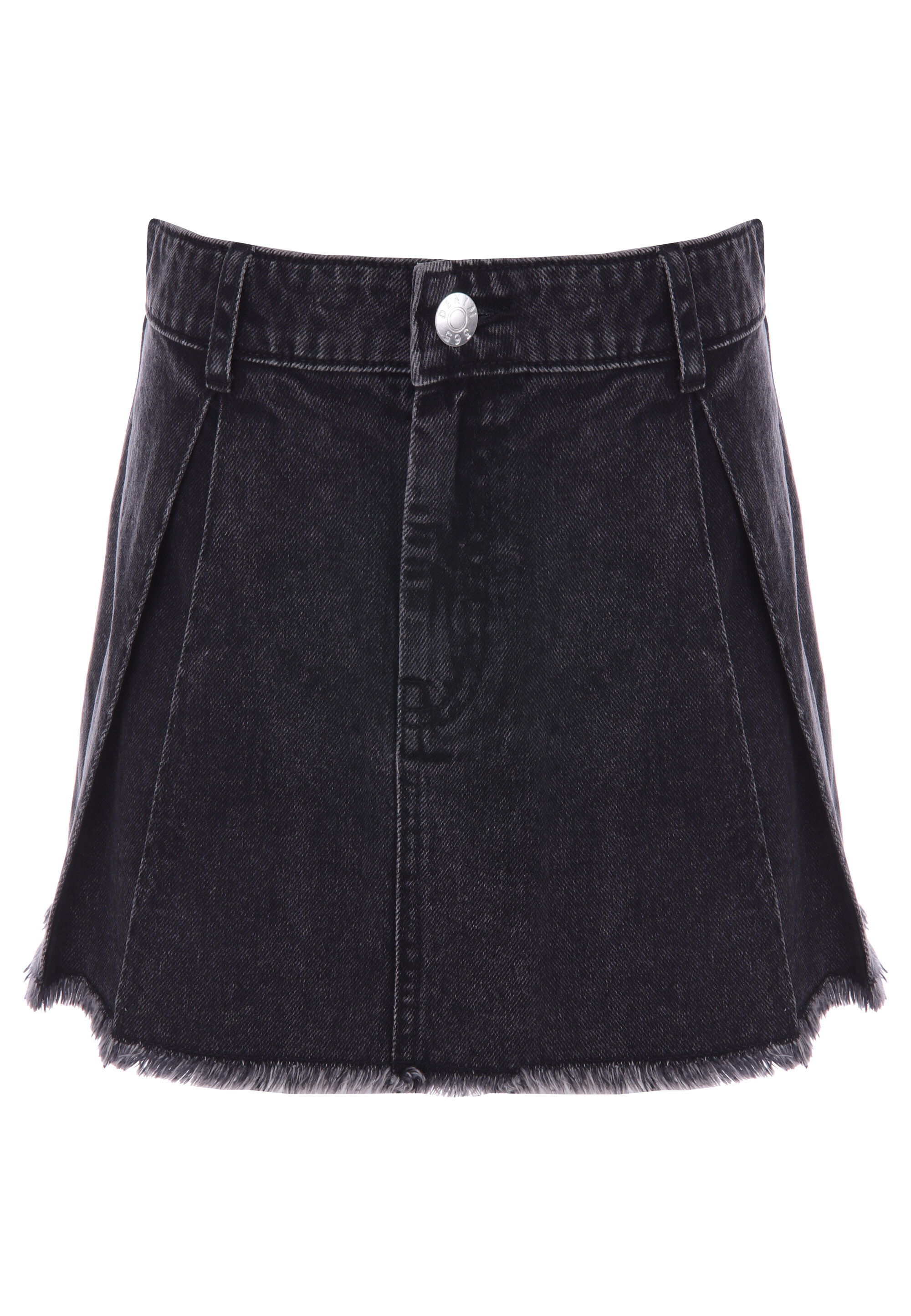 Older Girls Black Pleated Denim Skirt