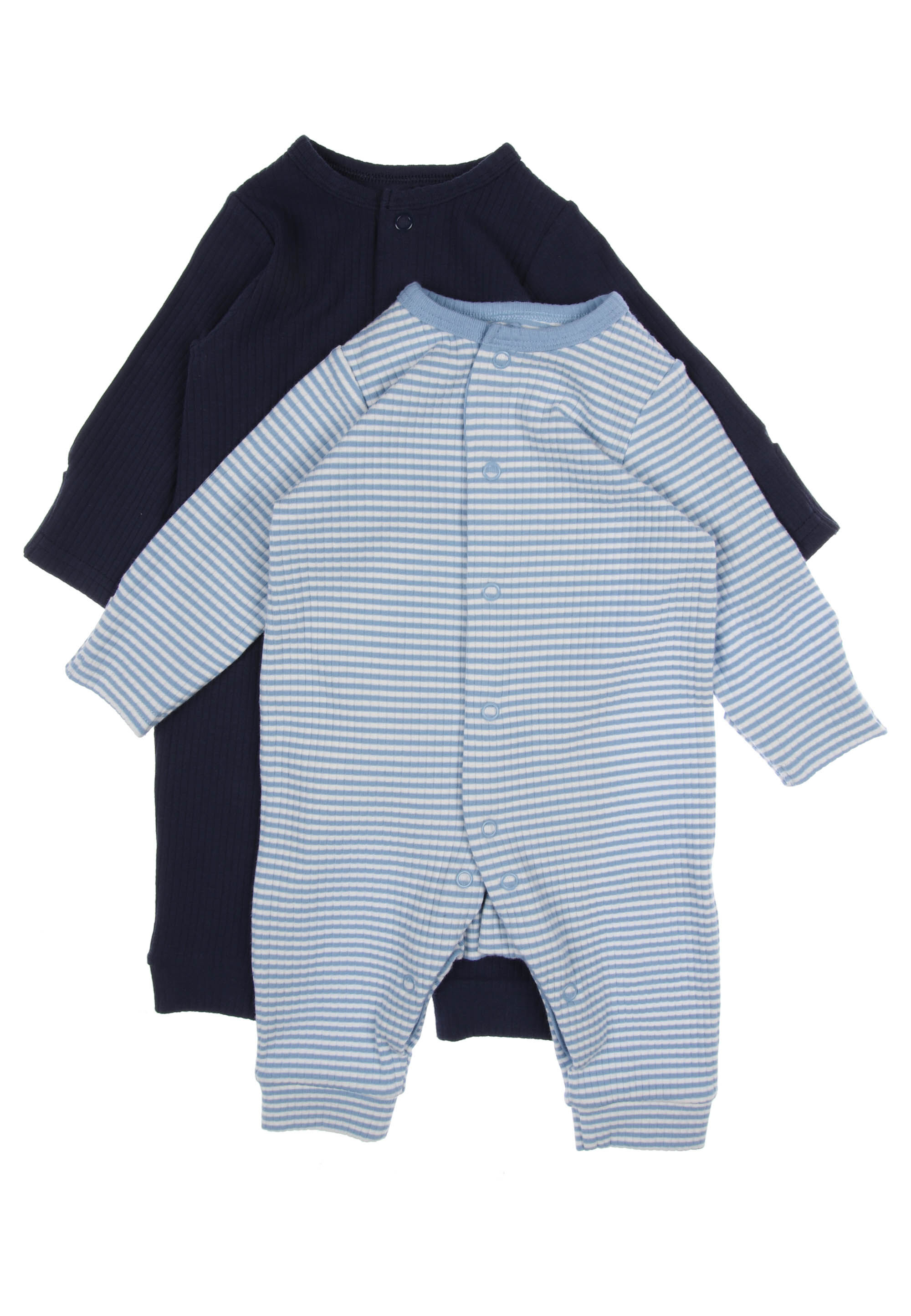 Baby Boy 2pk Blue Stripe Ribbed Sleepsuits