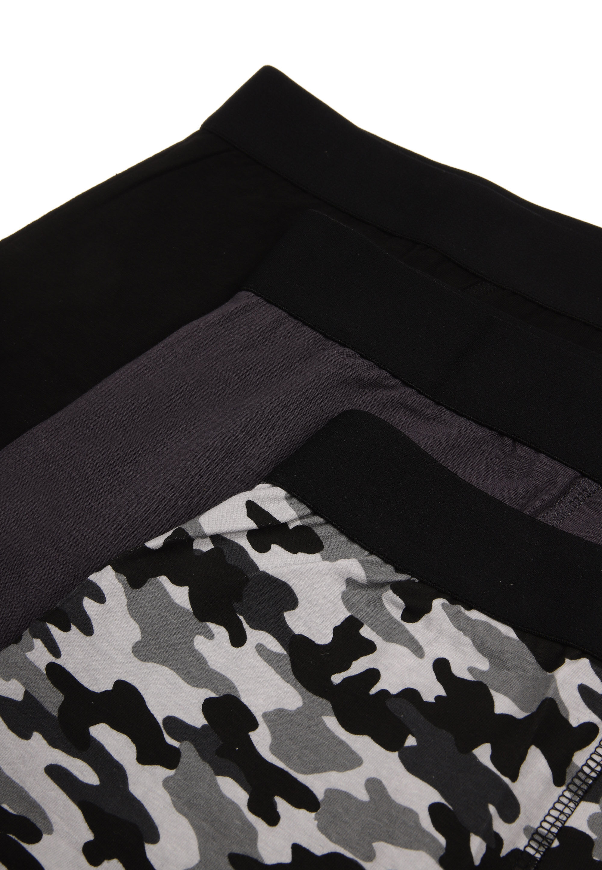 Mens 3pk Grey Camo Print Hipster Trunks