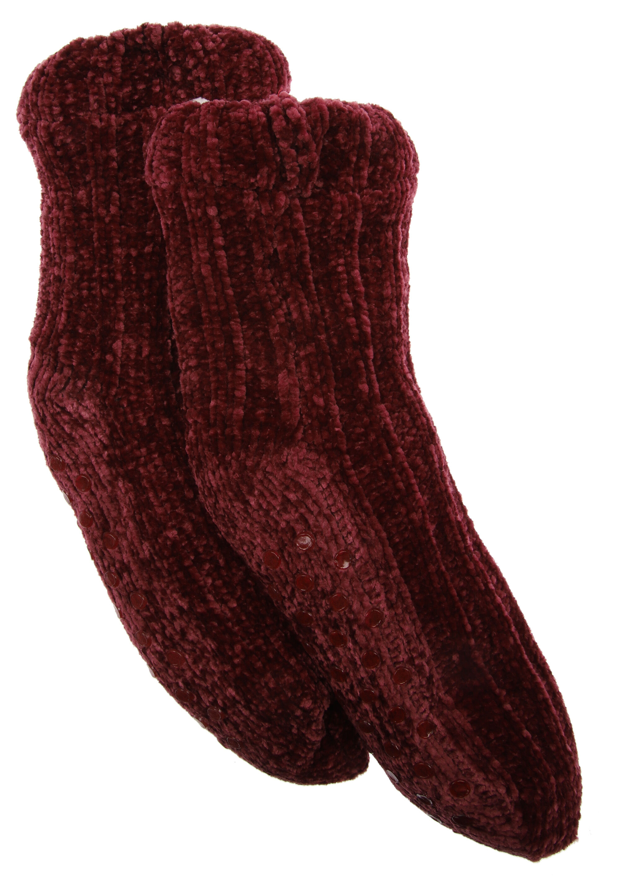 Womens 1pk Red Chenille Slipper Socks