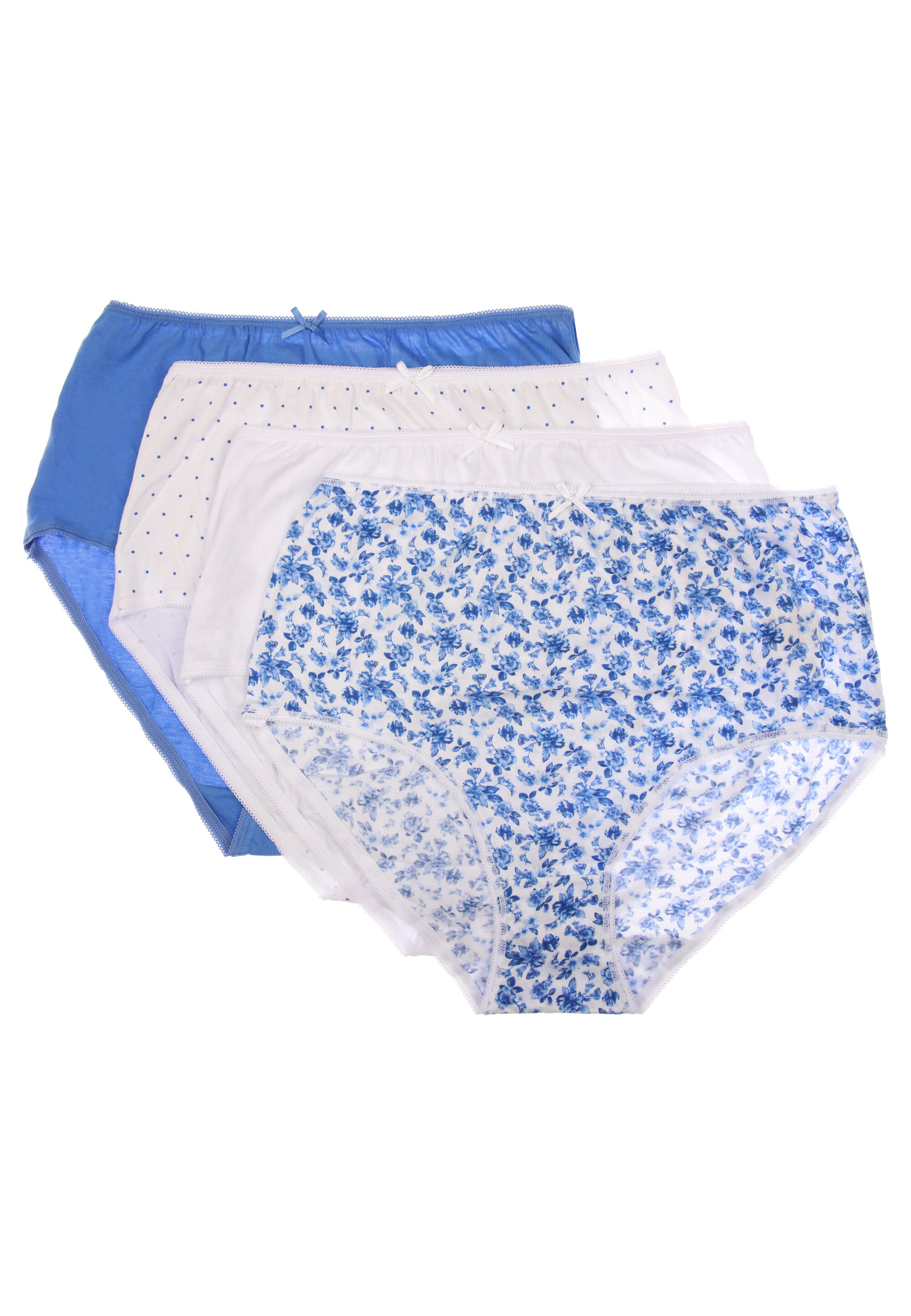 Womens 4pk Blue Floral Print Full Briefs