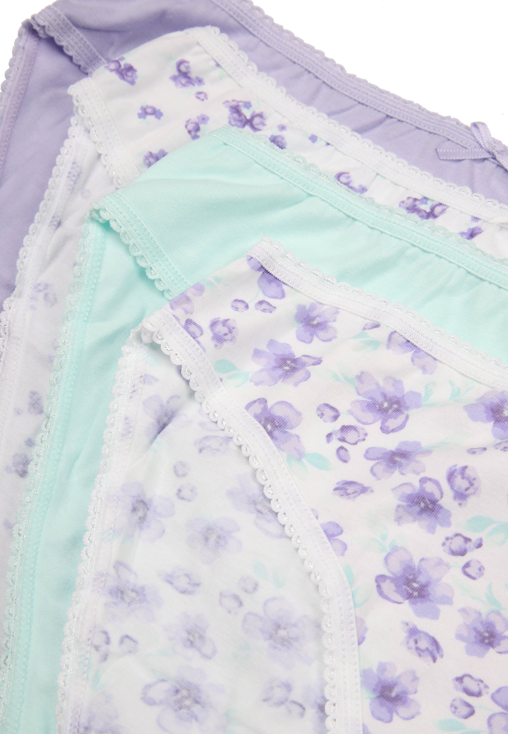 Womens 4pk Lilac Floral Print High Cut Briefs