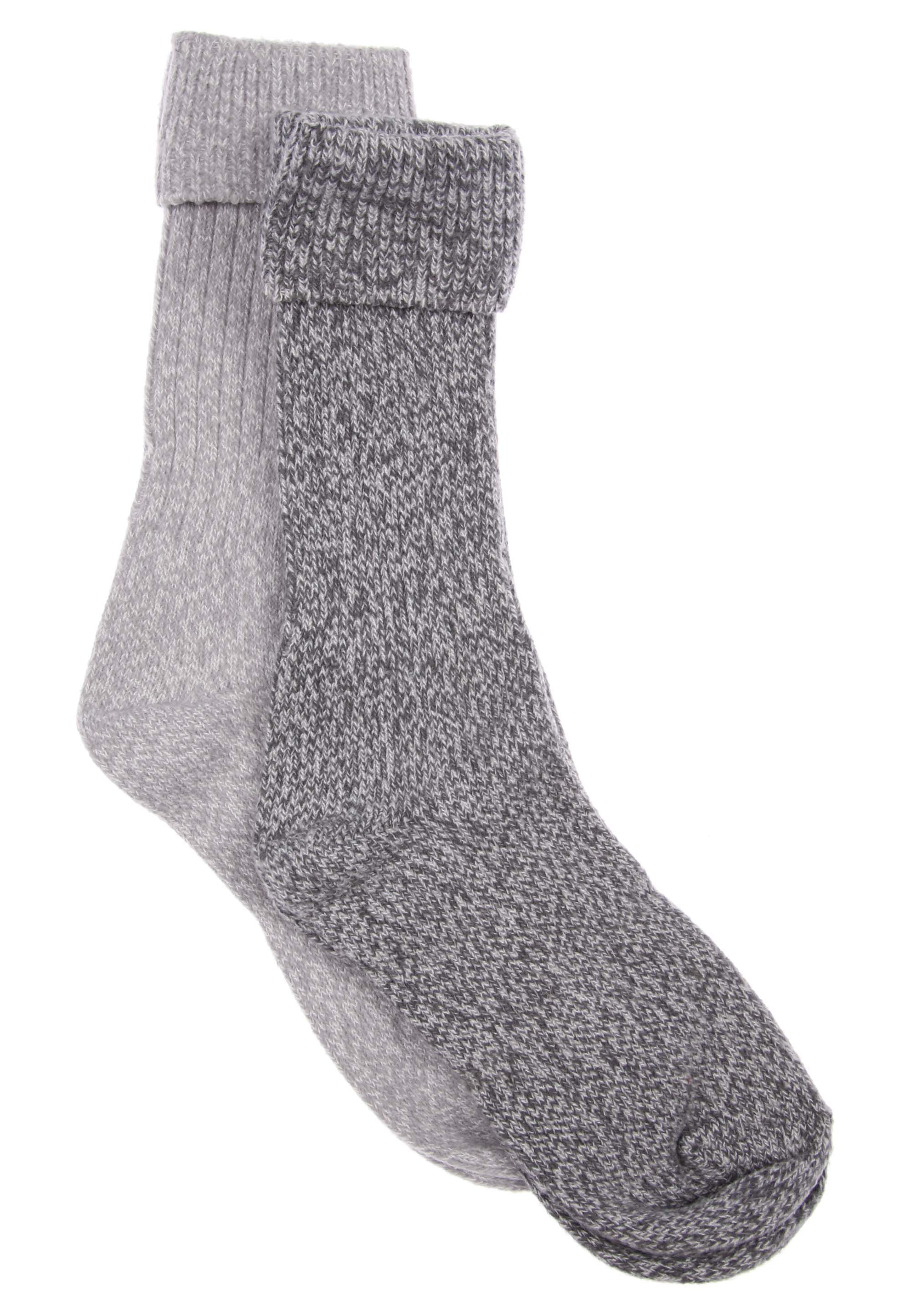 Womens 2pk Grey Soft Cosy Socks