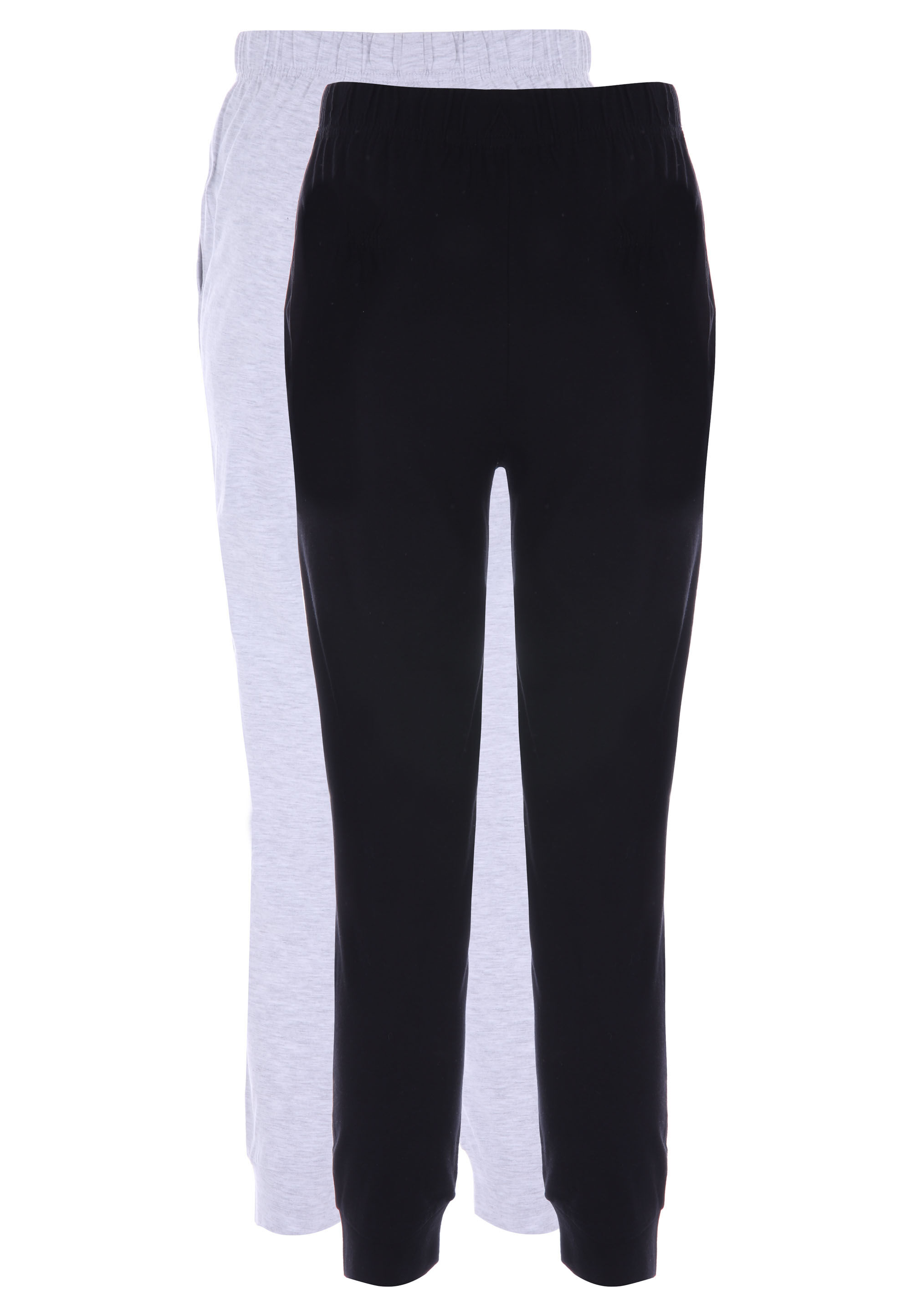 Older Boys 2pk Black & Gray Marl Jersey Pyjama Bottoms
