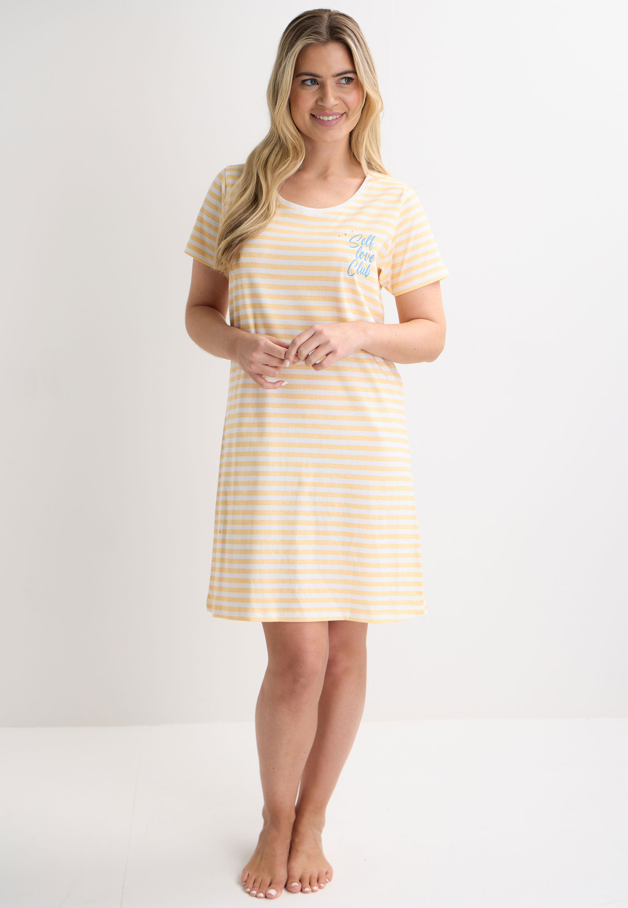 Womens Lemon Stripe Print Essential Nightdress