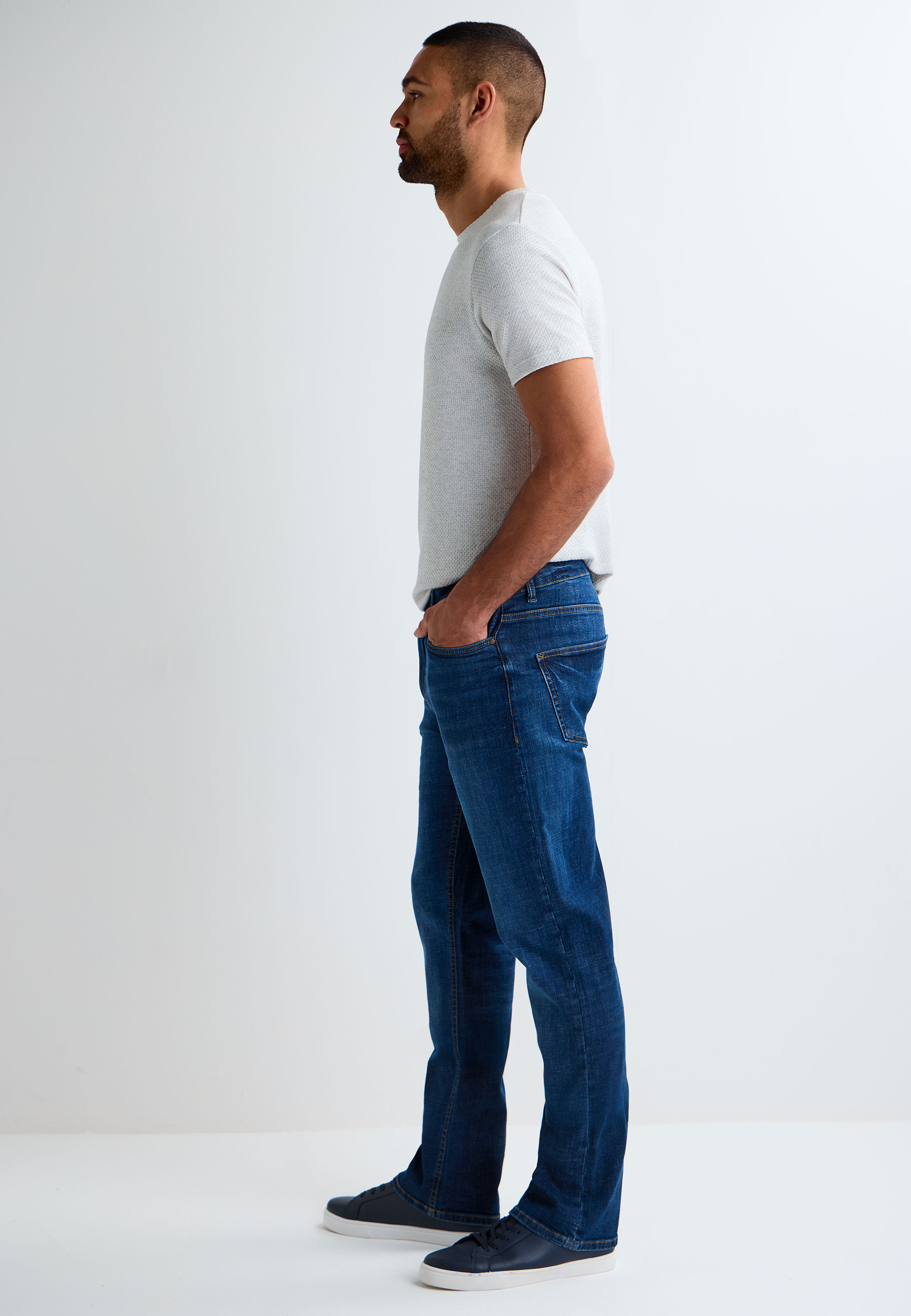 Mens Mid Blue Plain Bootcut Jeans
