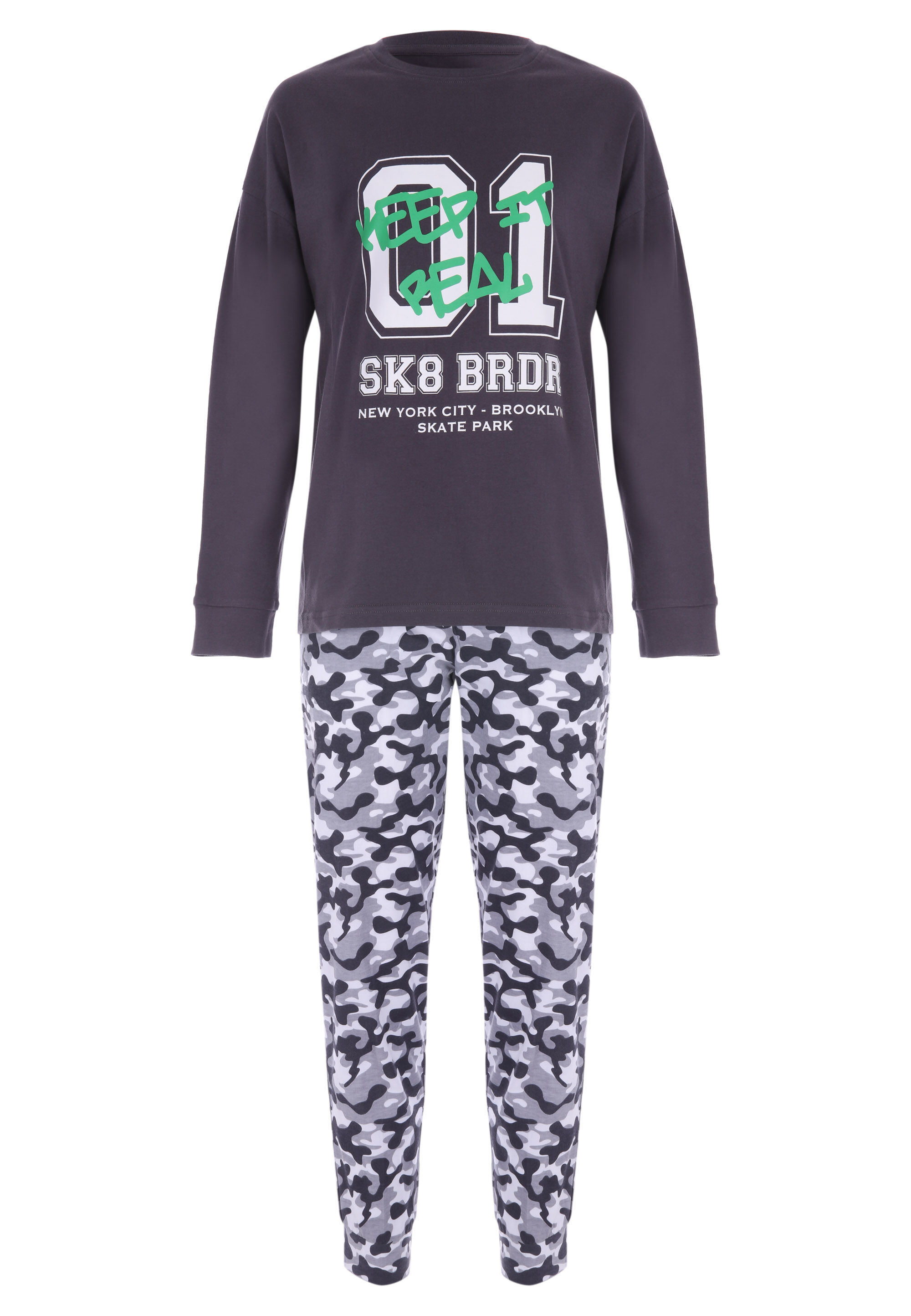Older Boys Charcoal Camo Pj Set