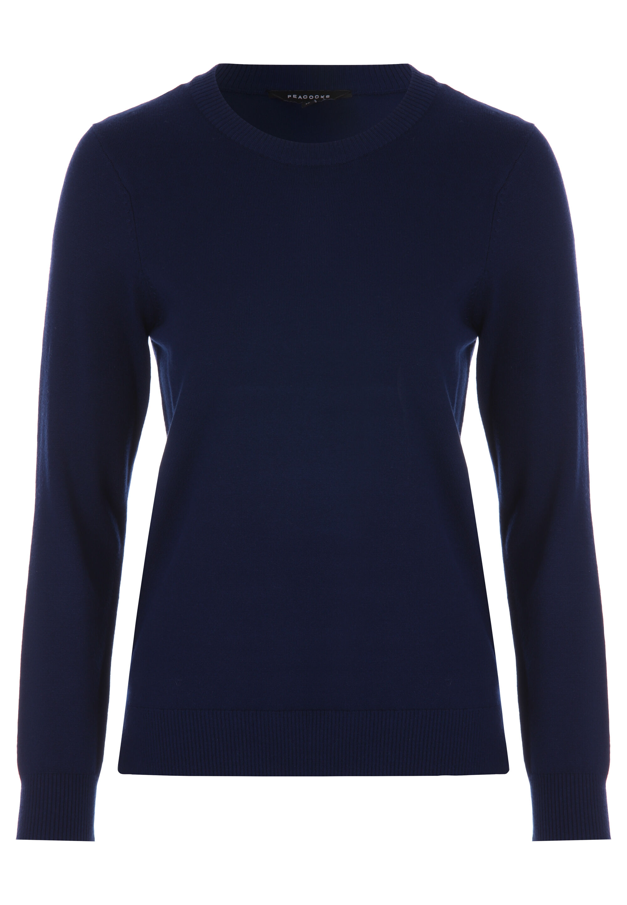 Womens Navy Plain Crew Neck Jumper