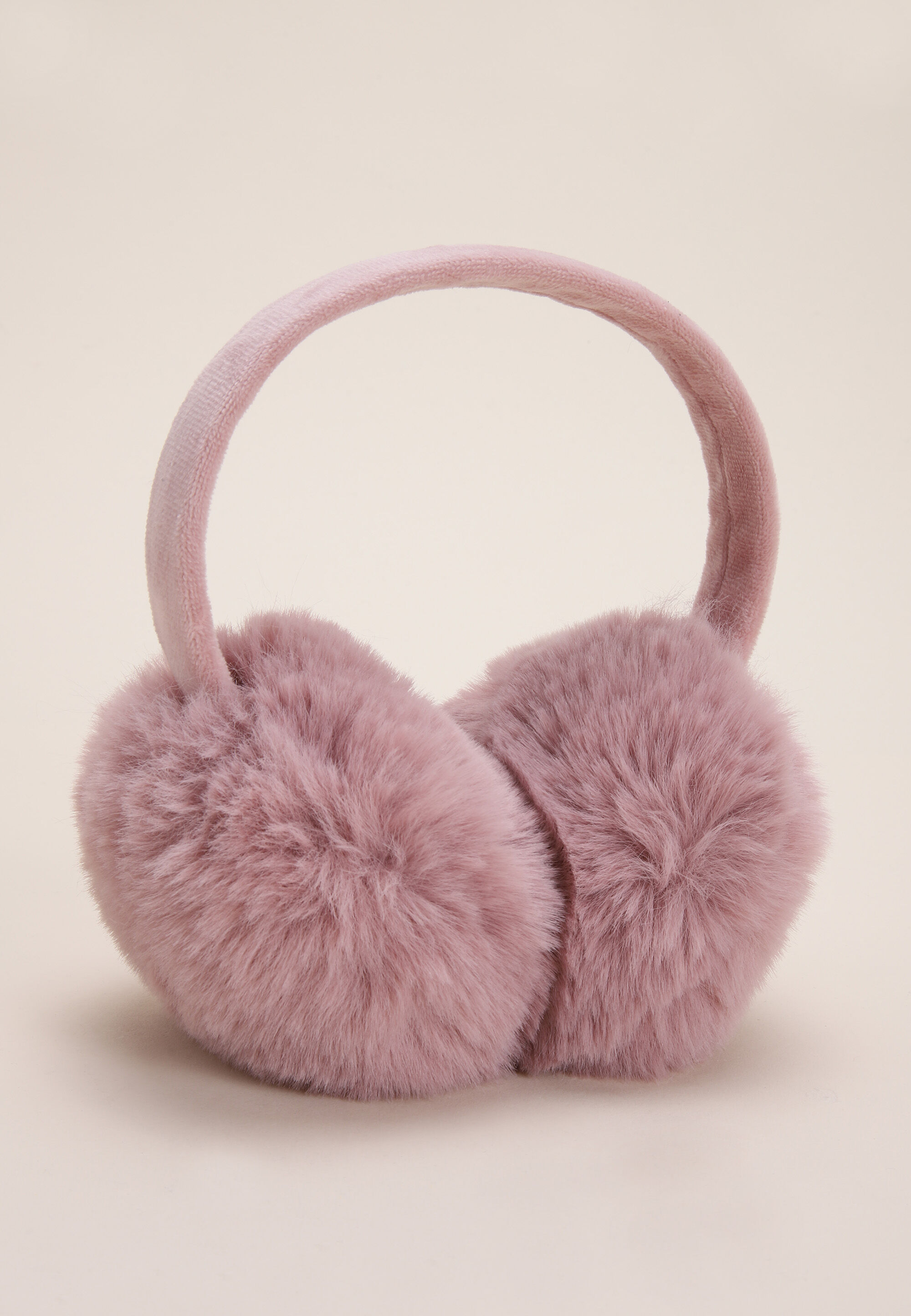 Womens Pink Plain Fluffy Earmuffs