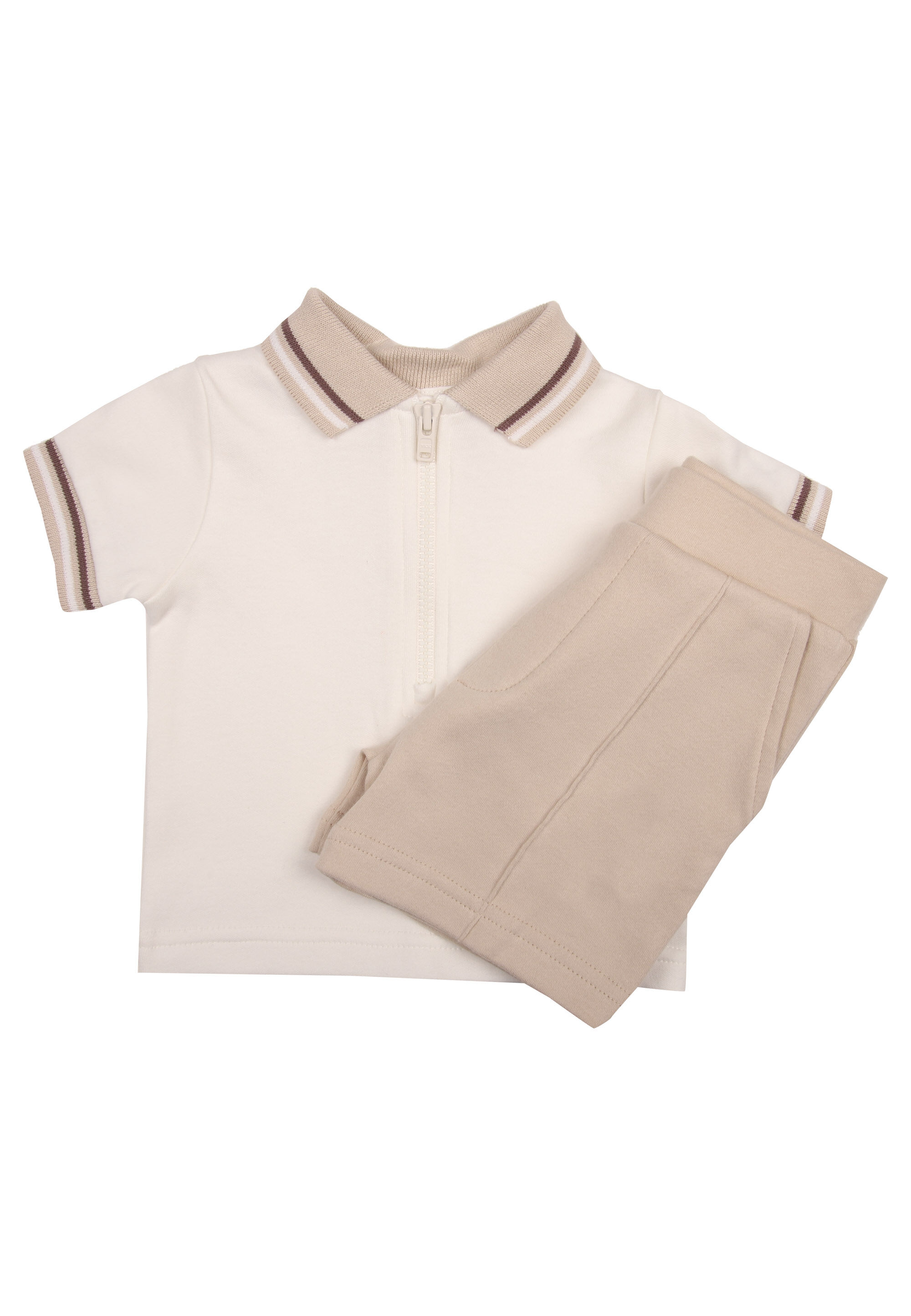 Baby Boys Stone Polo Top and Short Set