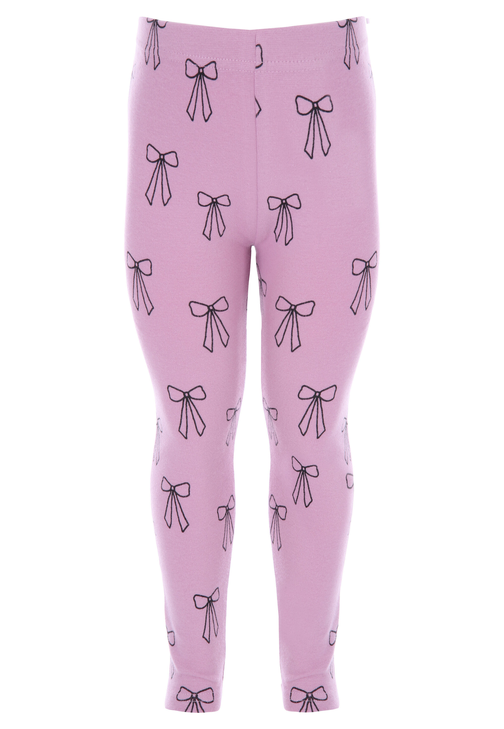 Younger Girls Lilac Brushed Bow Leggings