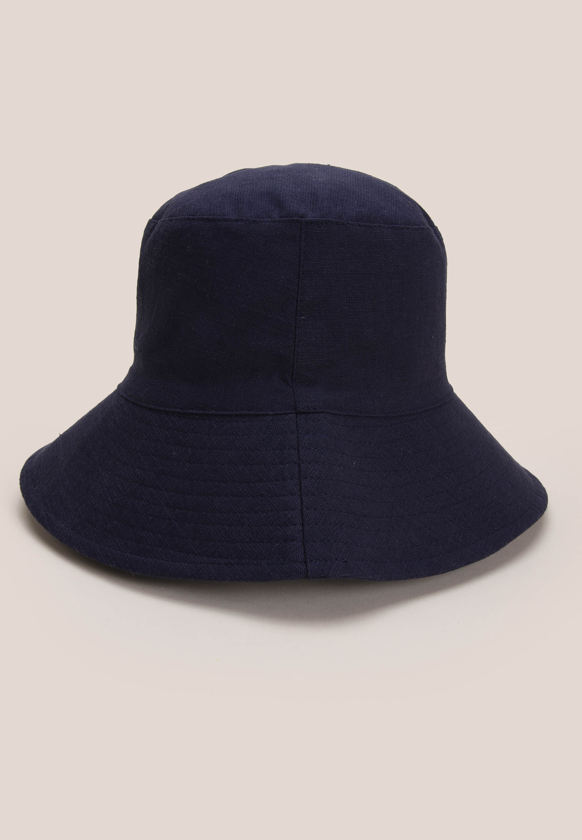 Mens Navy Linen Blend Bucket Hat