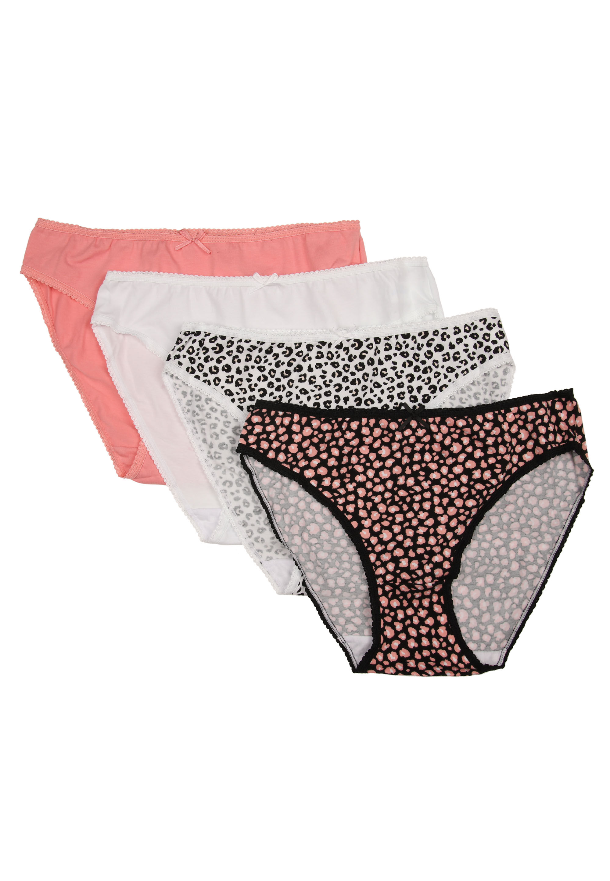 Womens 4pk Reach Animal Print High Cut Briefs