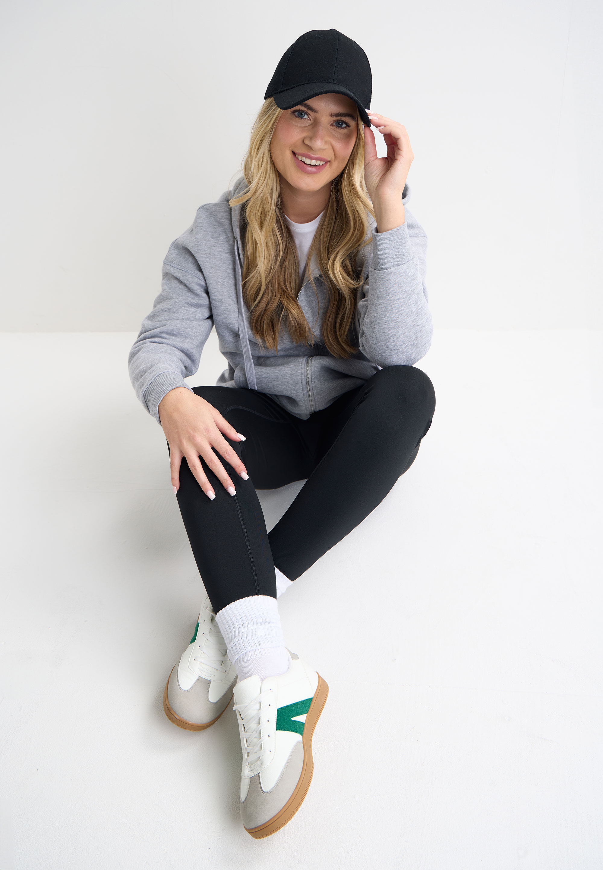 Womens White & Green Retro Gum Sole Trainers