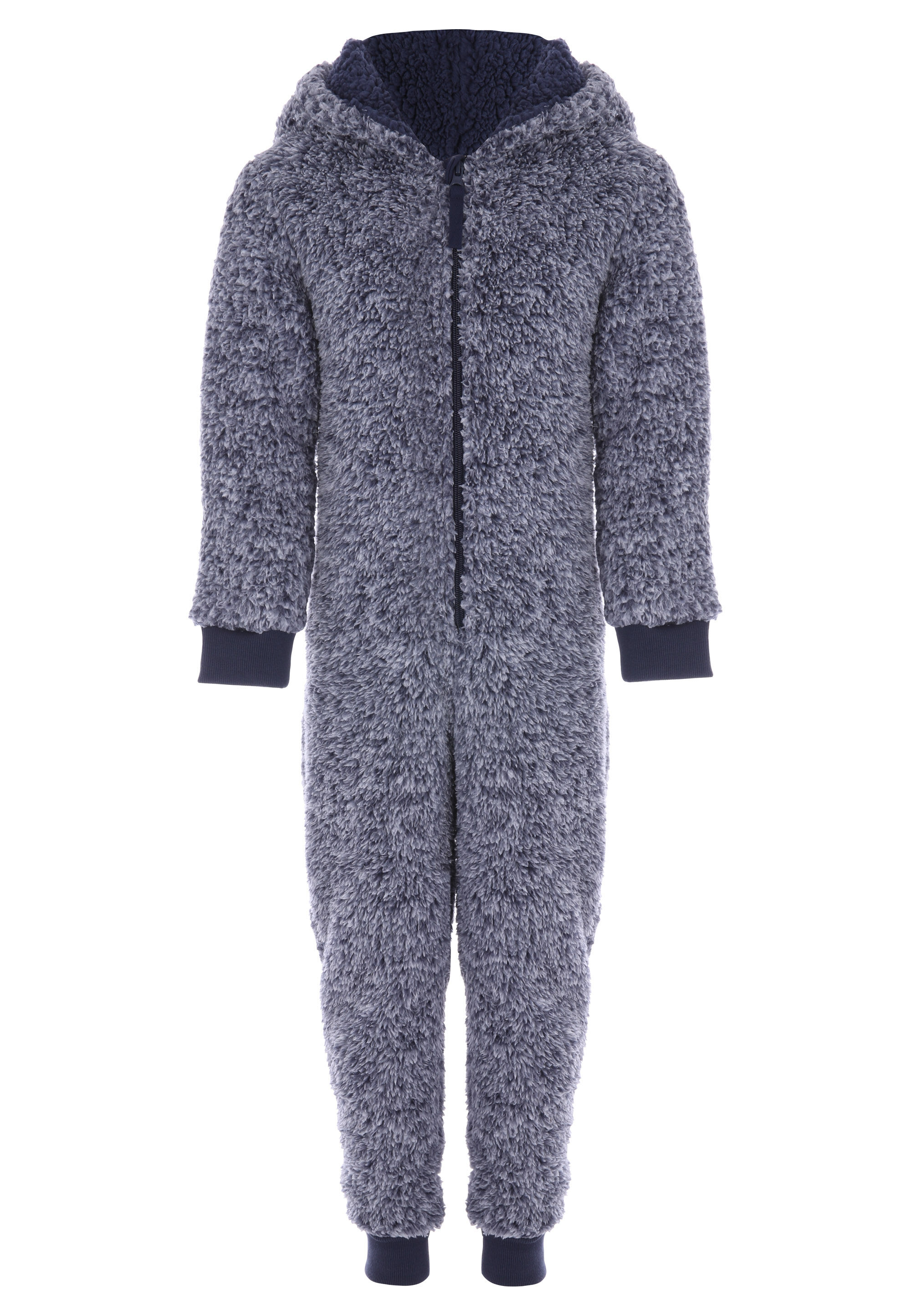 Younger Boys Navy Fleece Hooded Onesie