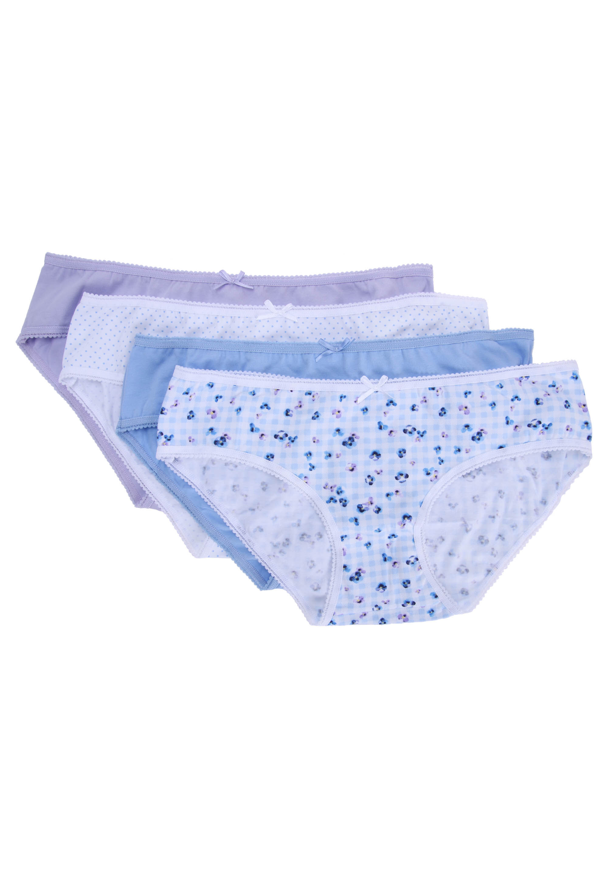Womens 4pk Lilac & Blue Gingham Mini Briefs
