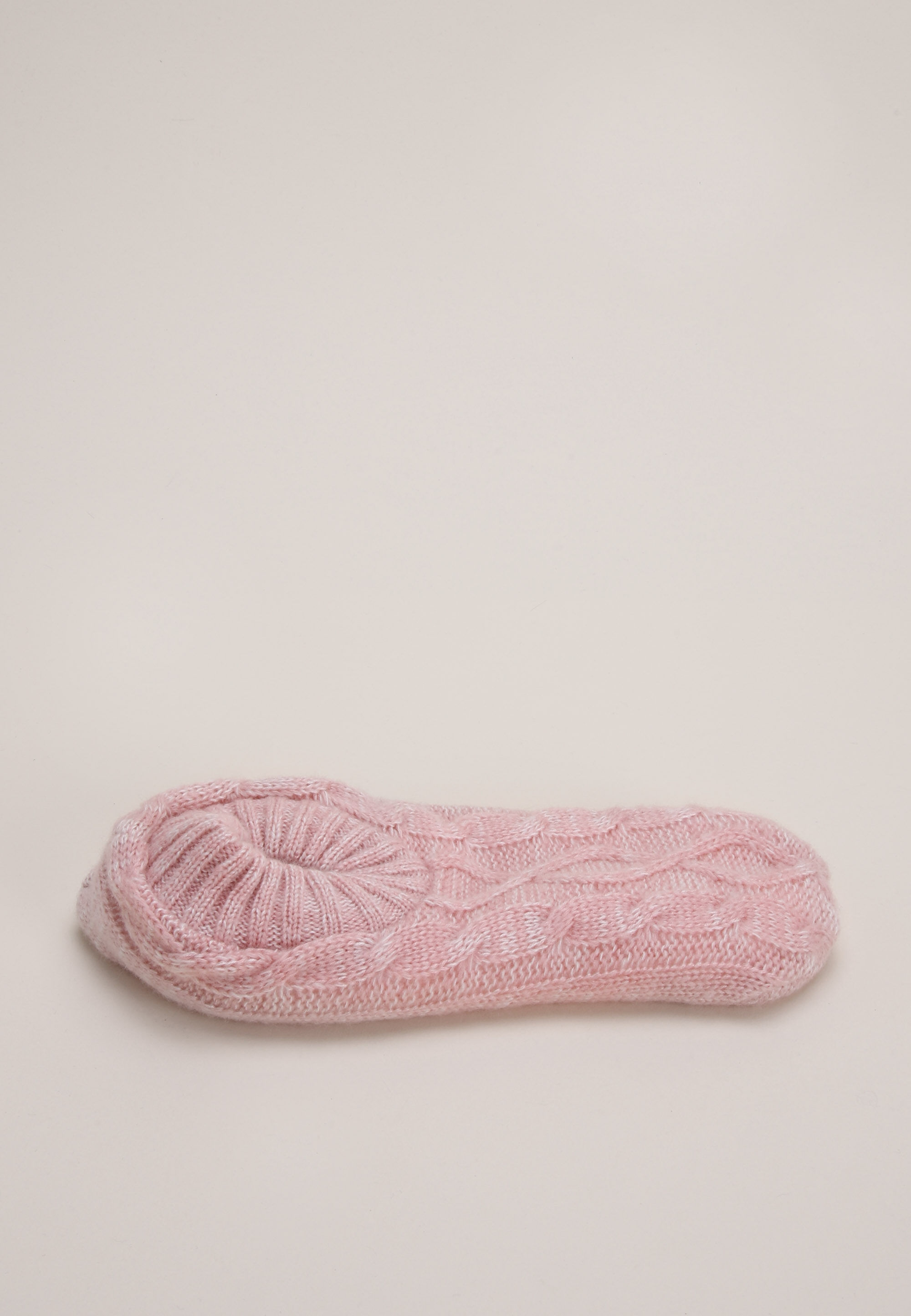 Womens Pink Cable Ballerina Slipper Socks