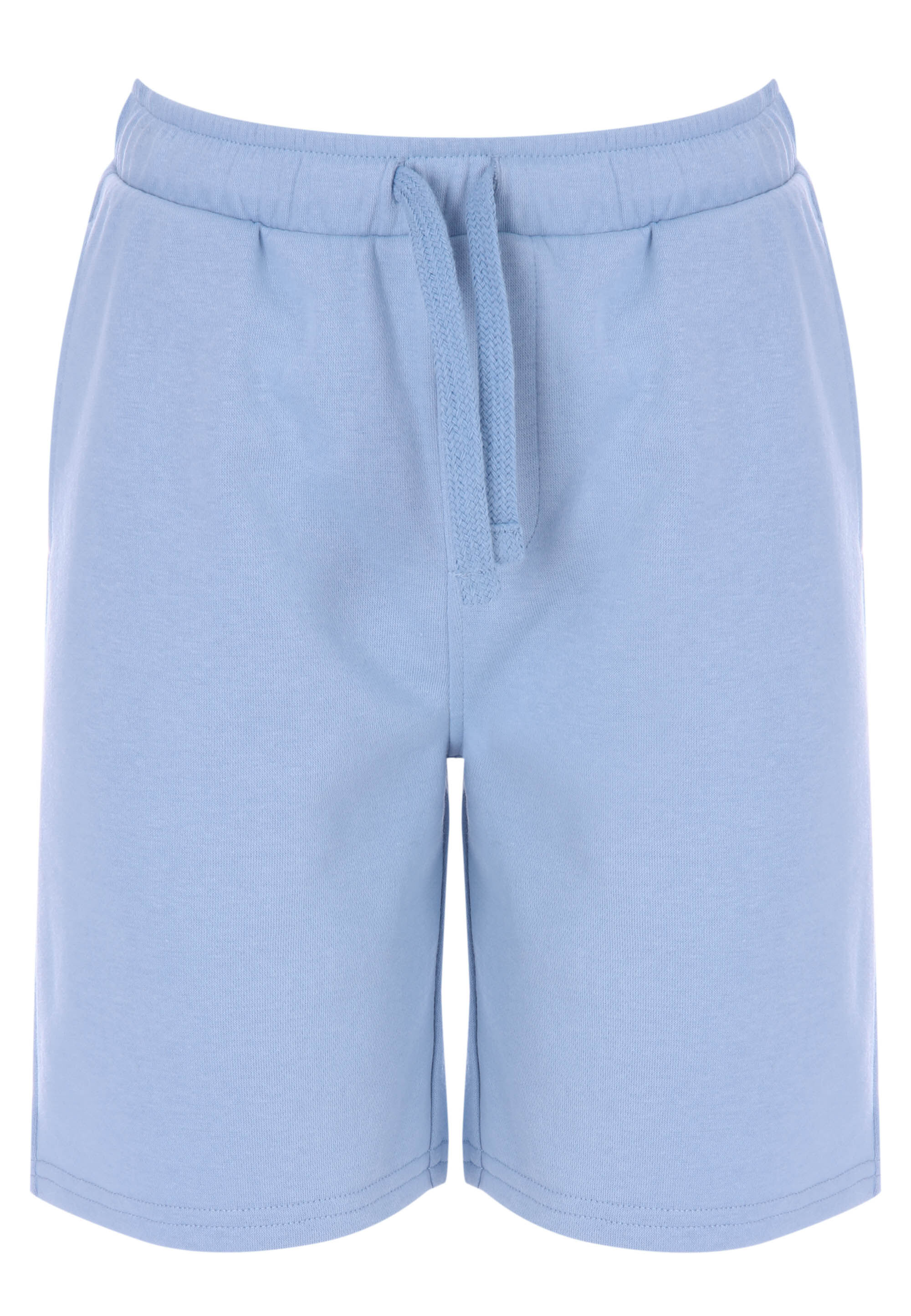 Older Boys Solid Light Blue Drawstring Casual Shorts