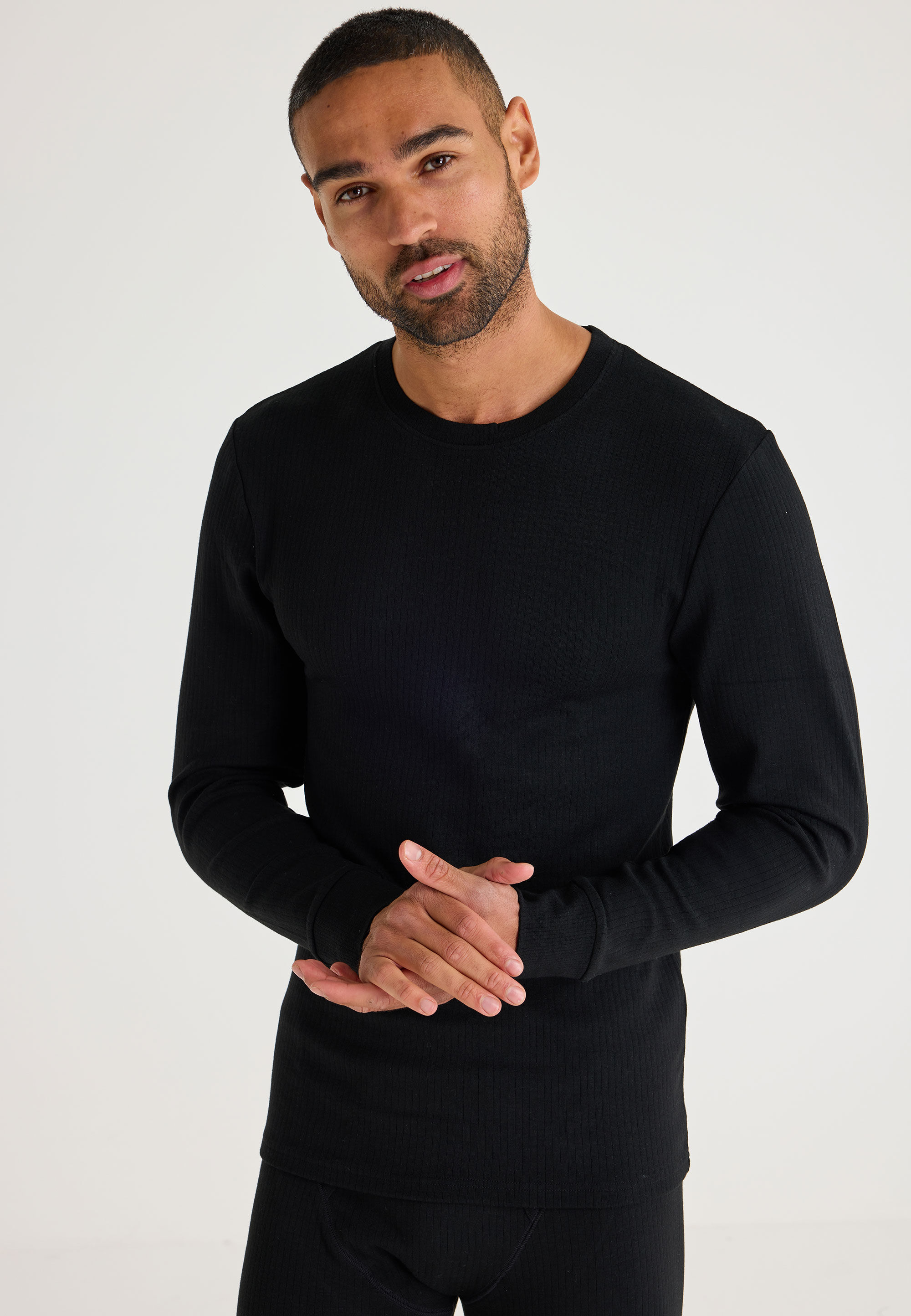 Mens Black Thermal Heavy Weight Long Sleeve Top