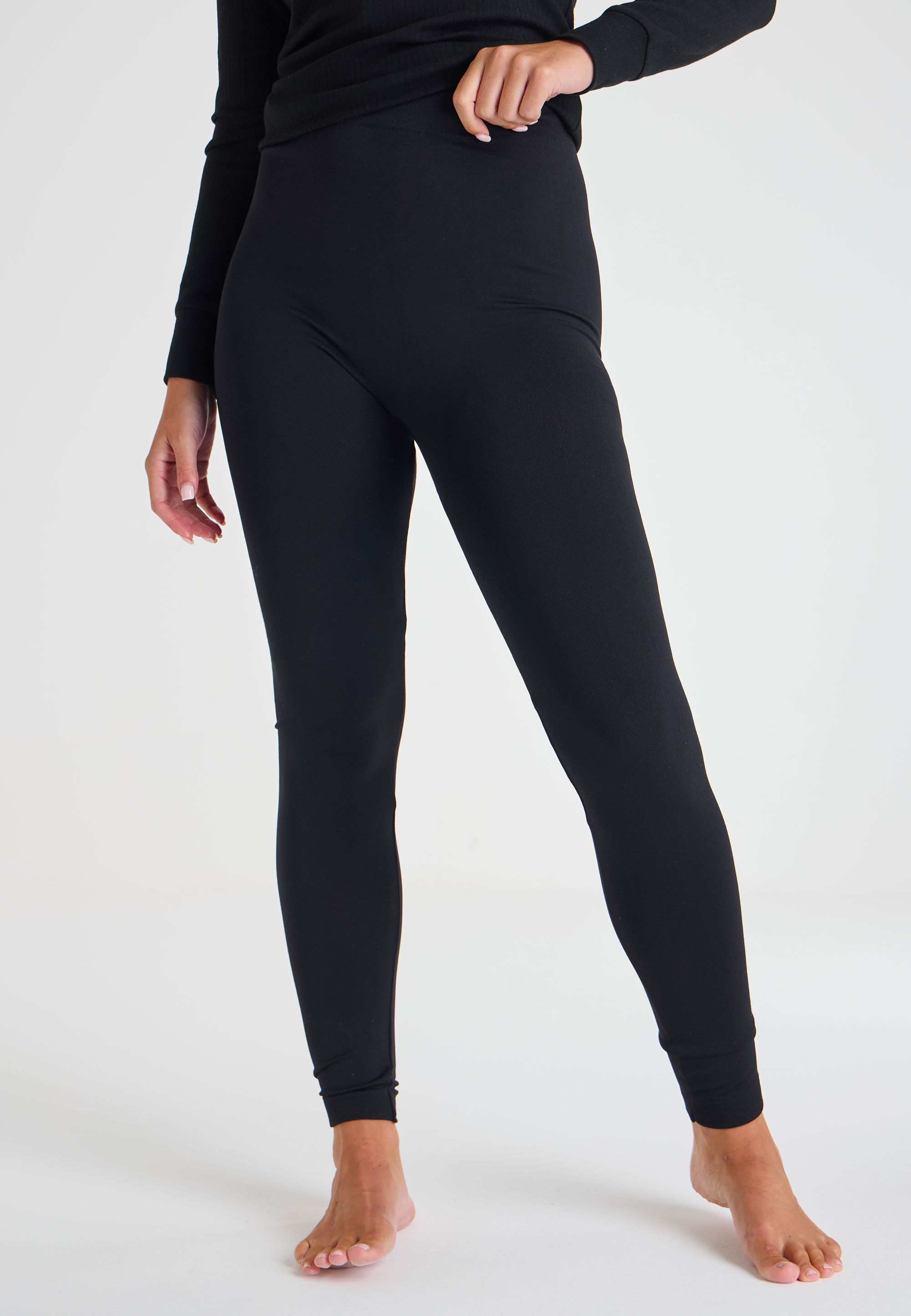 Womens Black Heavy Weight Thermal Leggings