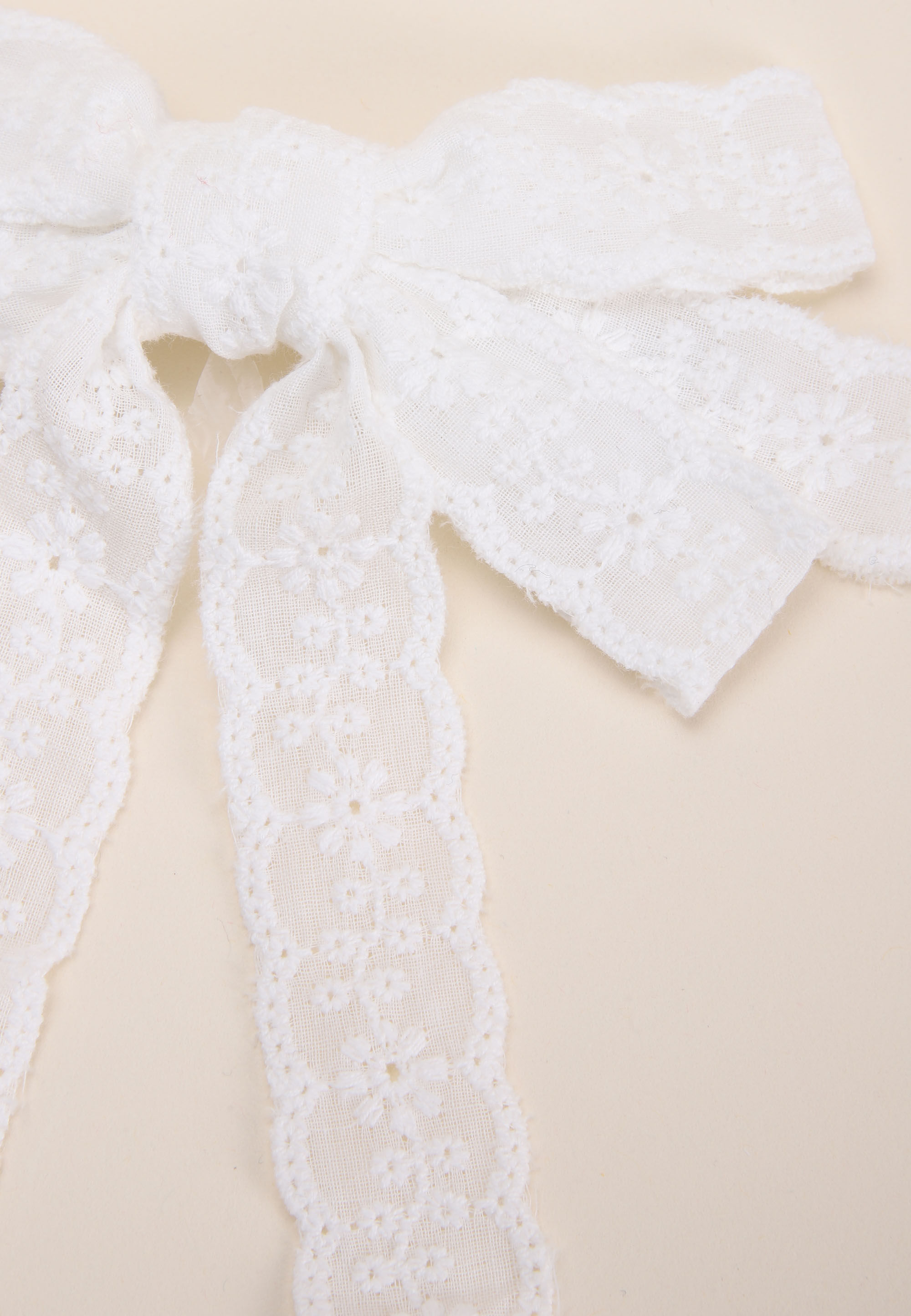 Womens White Broderie Bow Hair Slide