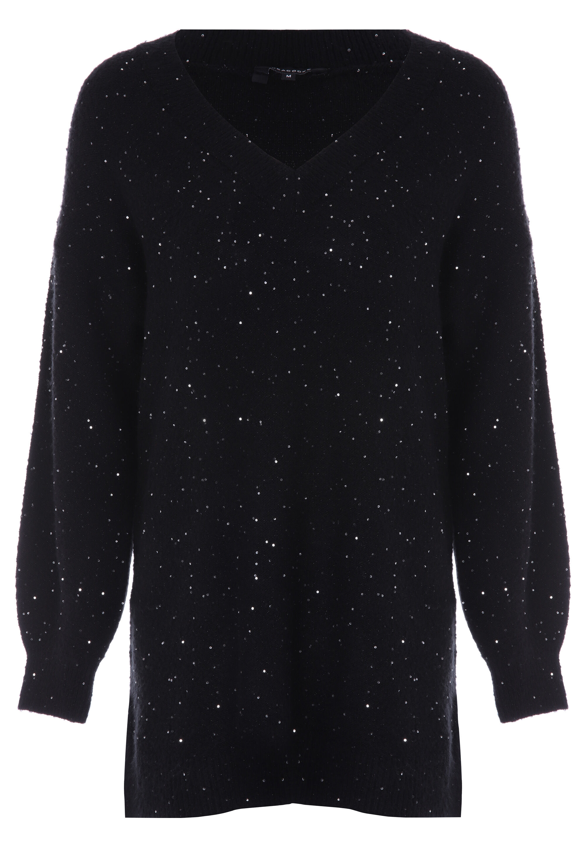 Womens Black Sequin Tunic Jumper
