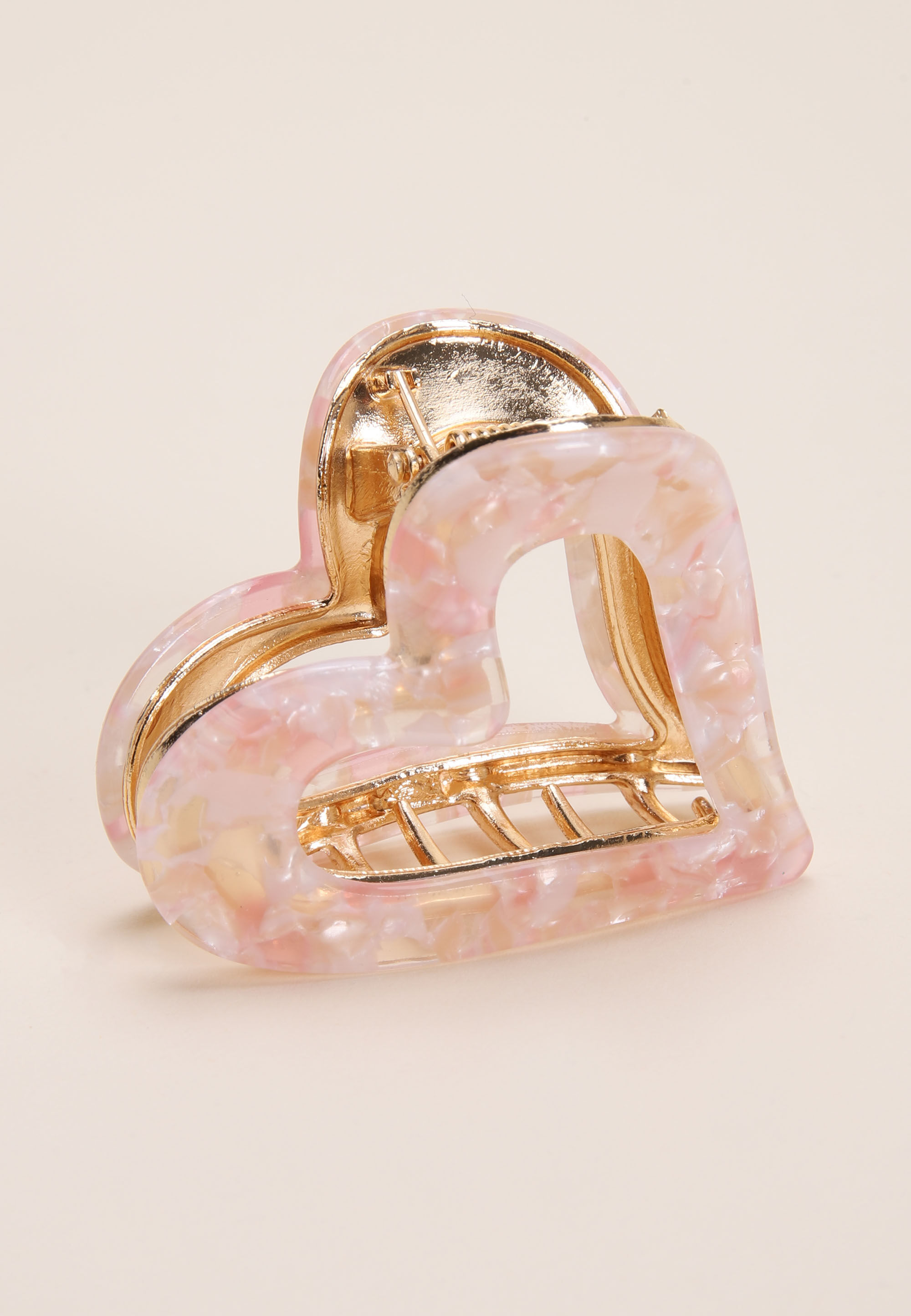 Womens Pink & Gold Heart Claw Hair Clip