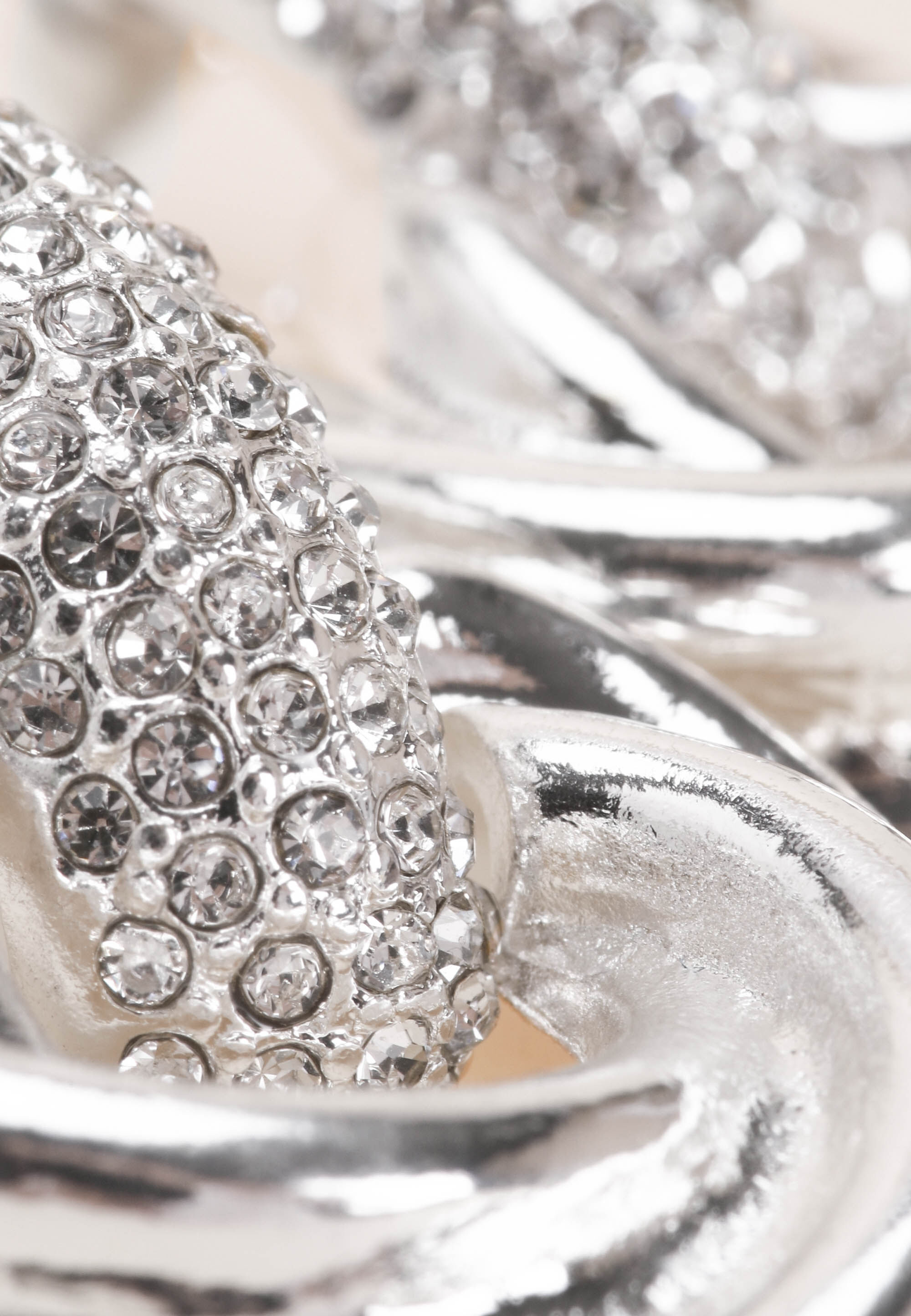Womens Silver Bling Door Knocker Earrings
