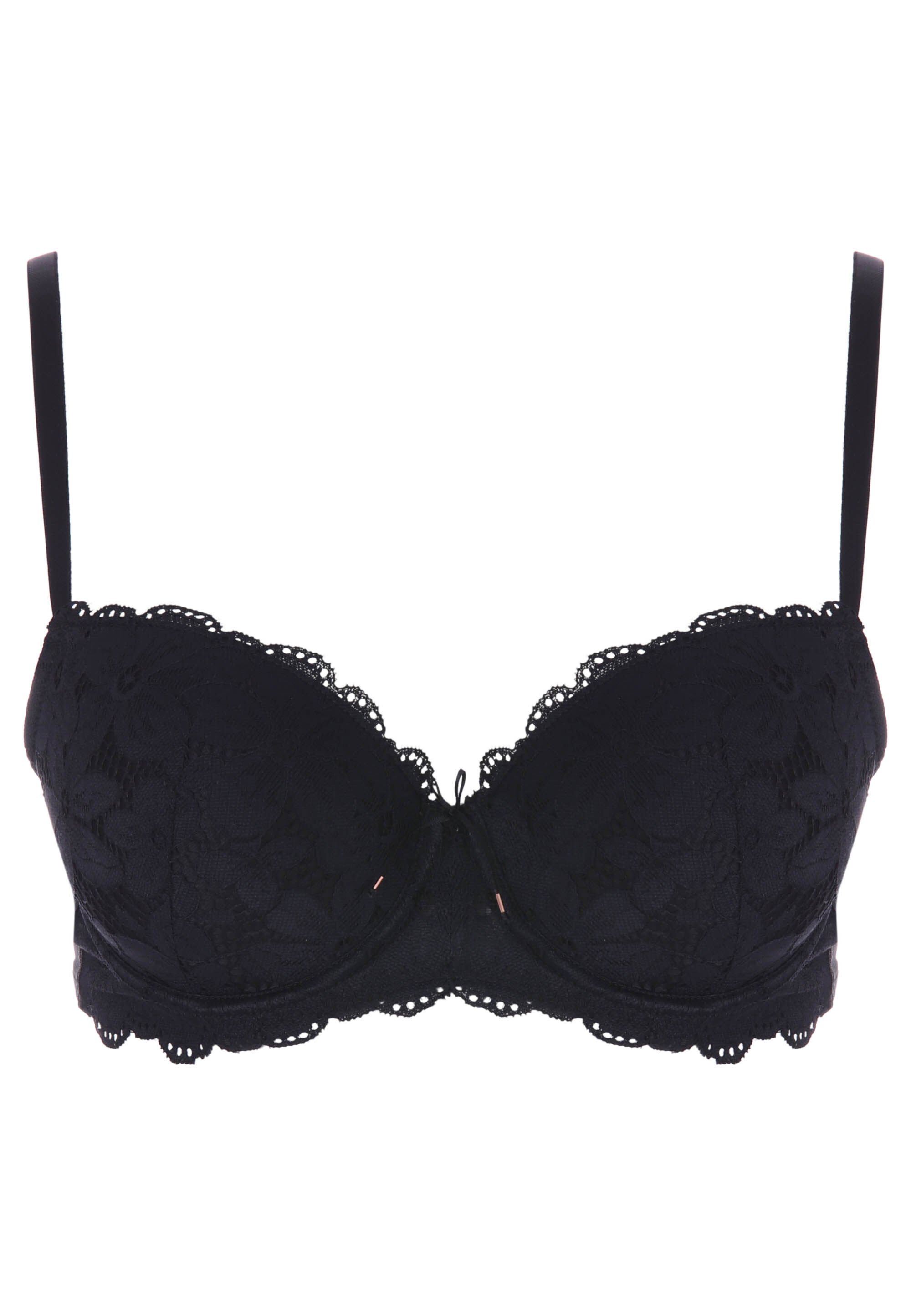 Womens Black Lace Balcony Bra